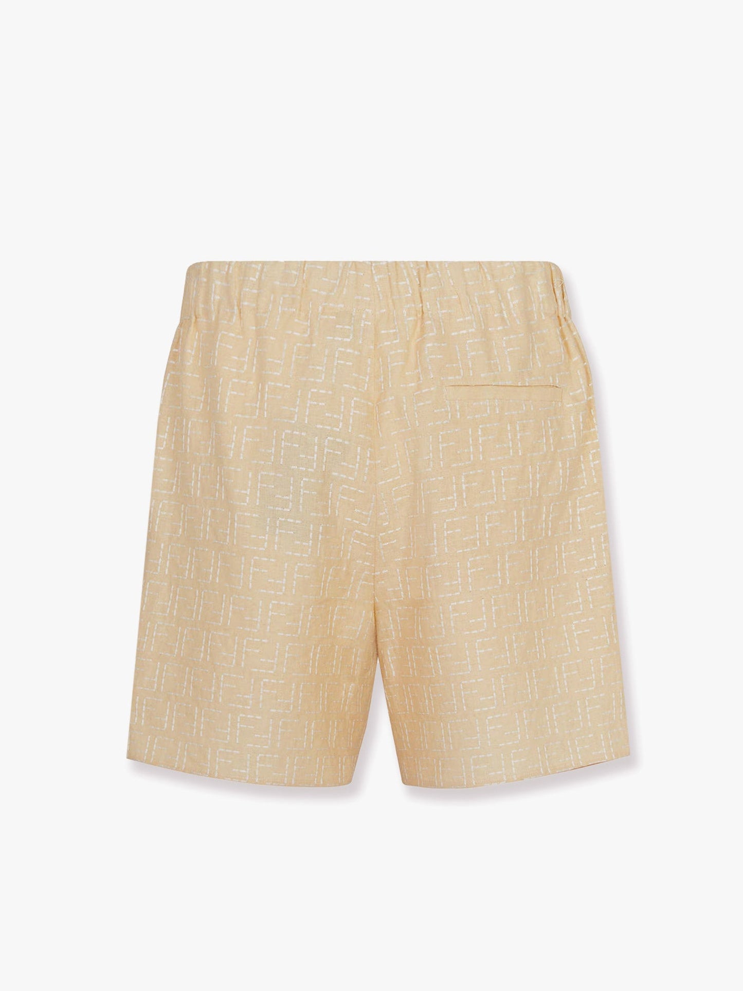 Jacquard linen and cotton bermuda shorts with all-over ff motif