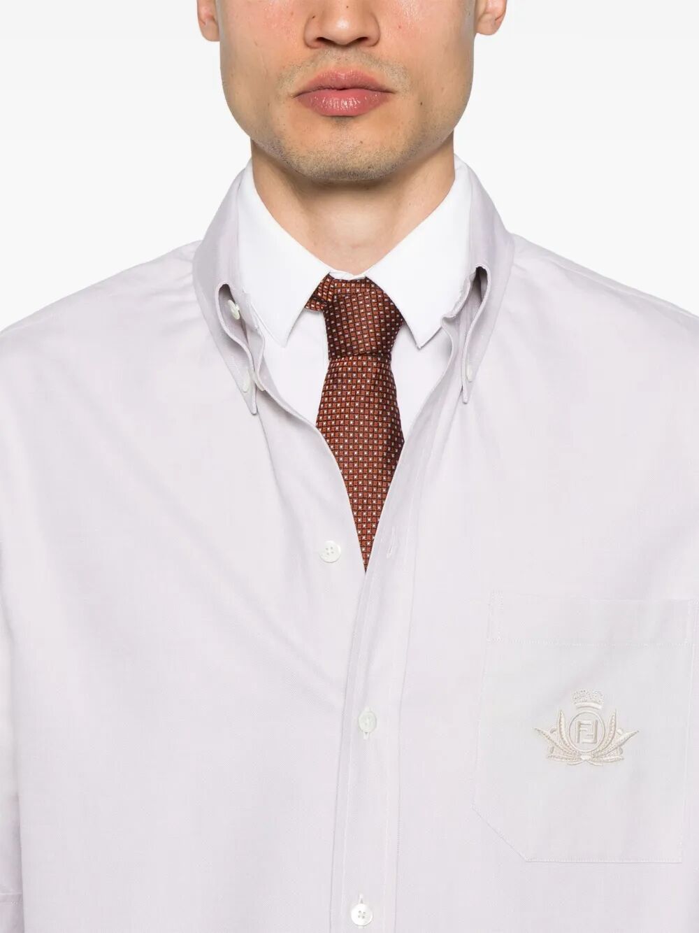 Oxford shirt with fendi crest embroidery