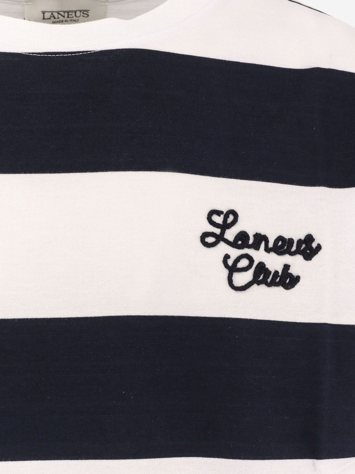 Striped cotton t-shirt with logo embroidery on the front