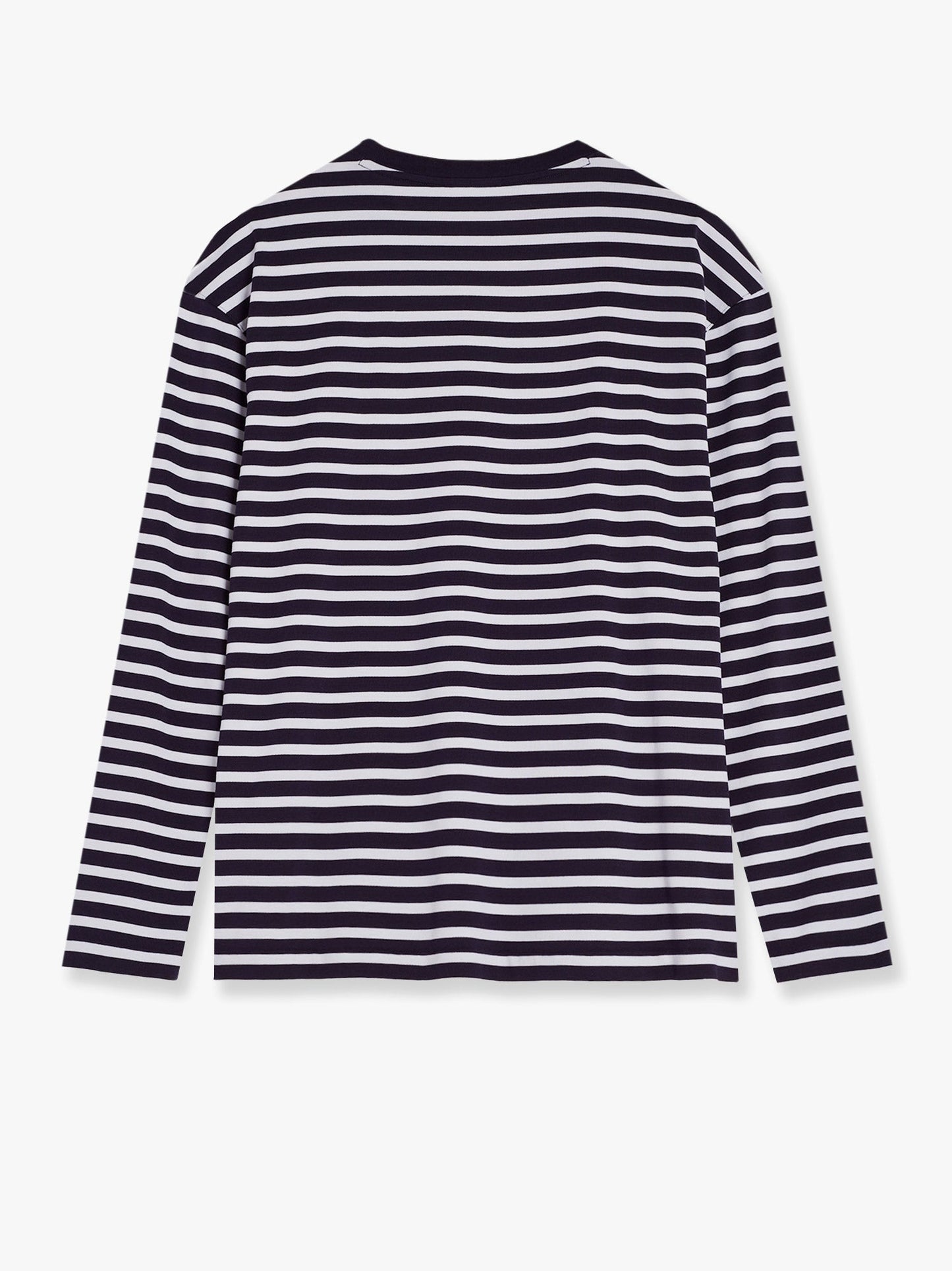 Striped cotton sweater with iconic logo patch