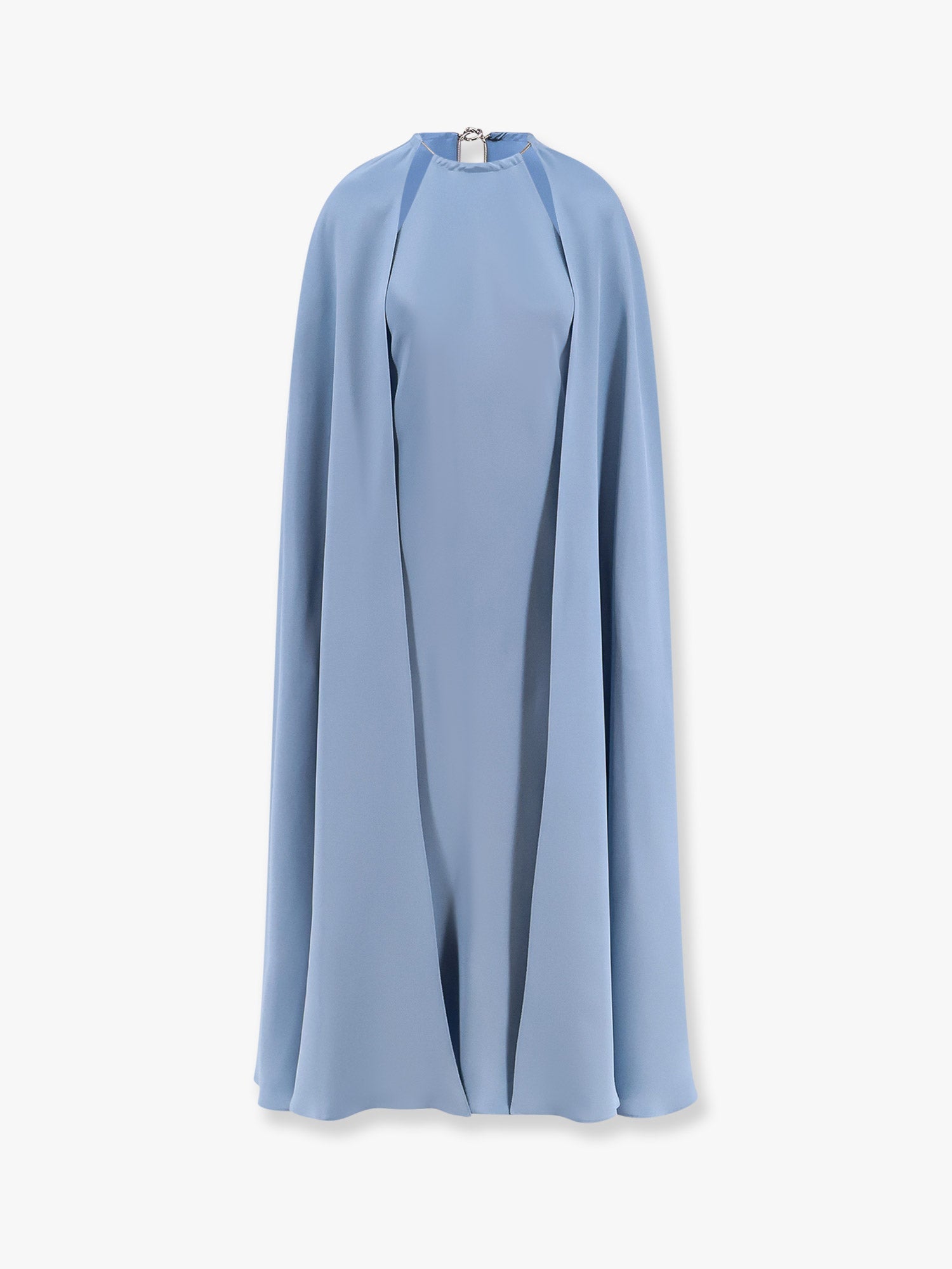 Max MARA Managua silk dress with cape Effect and metal detail - Blue Max MARA Managua silk dress with cape Effect and metal detail - Blue