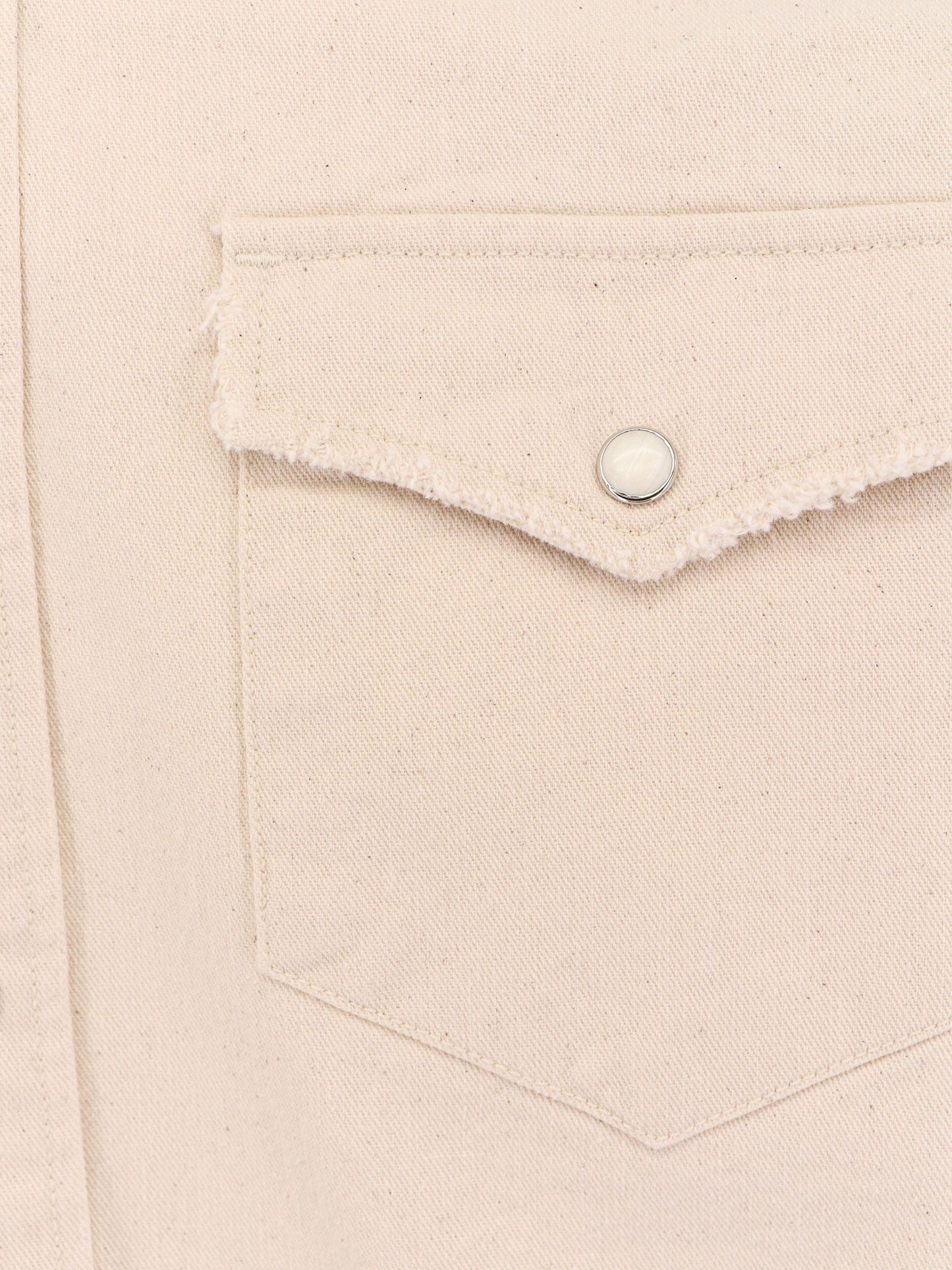 Washed denim distressed western shirt