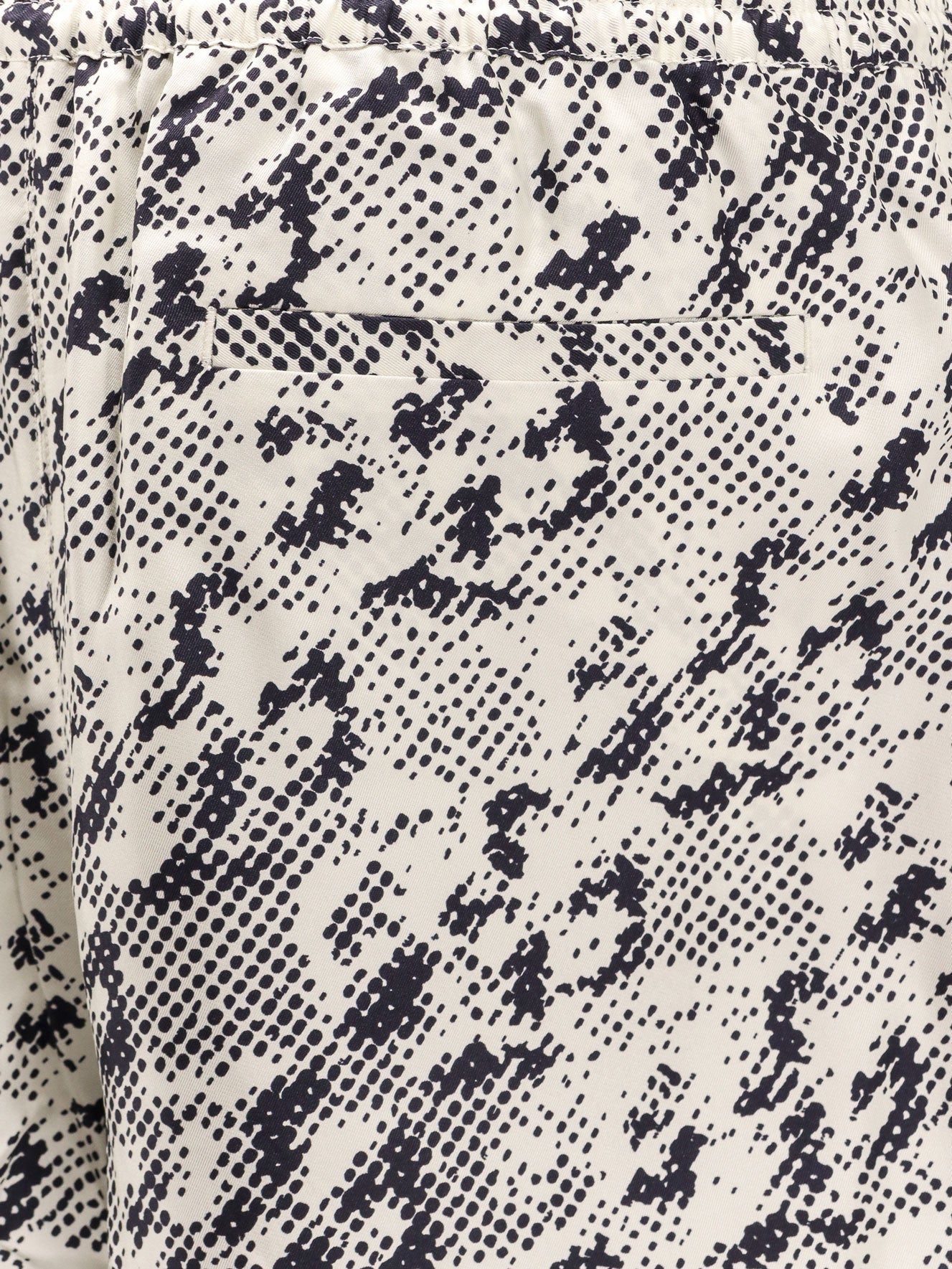 Silk shorts with pixelated logo print