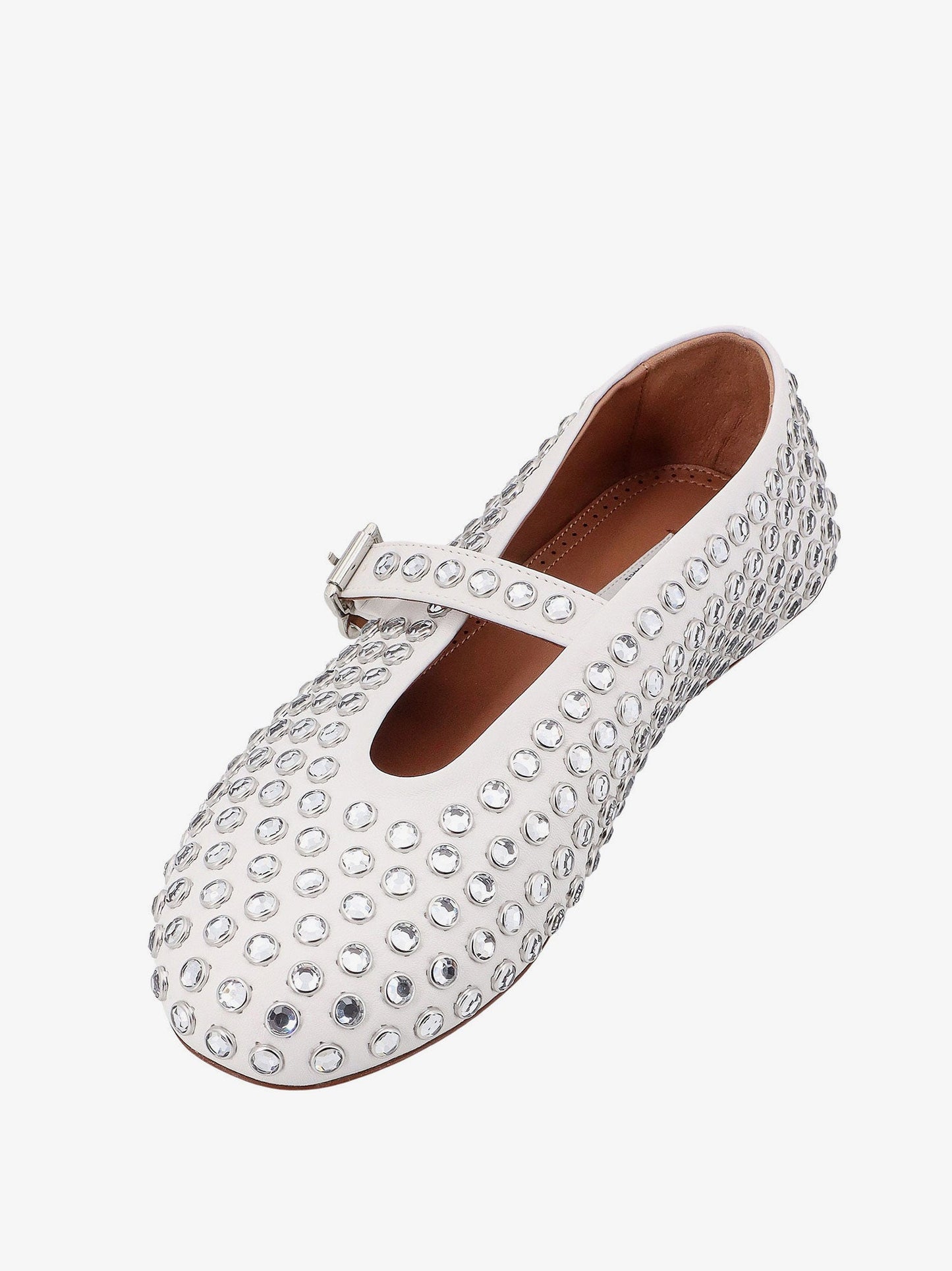 Leather ballet flats with rhinestones
