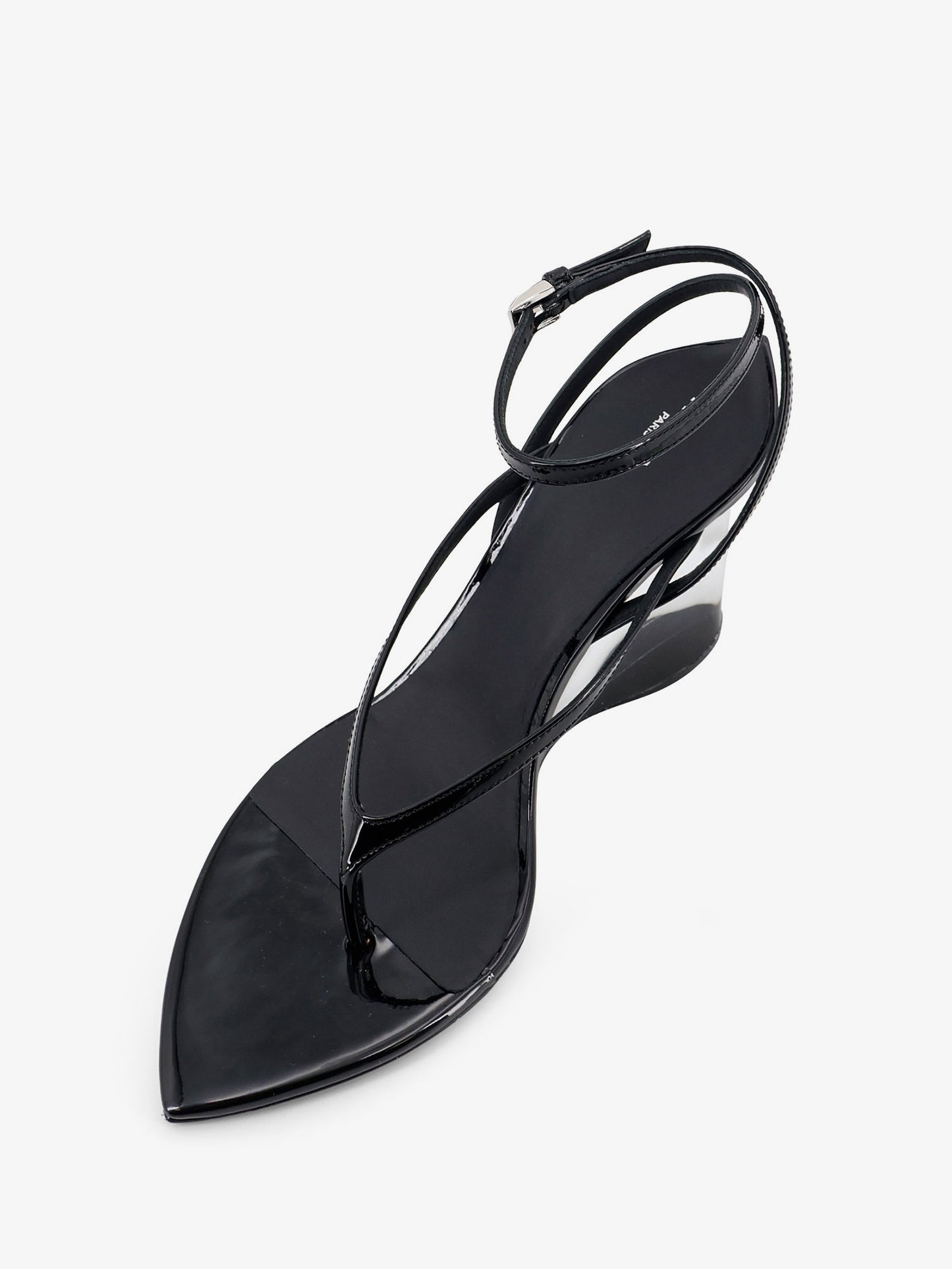 Leather sandals with plexiglass heels