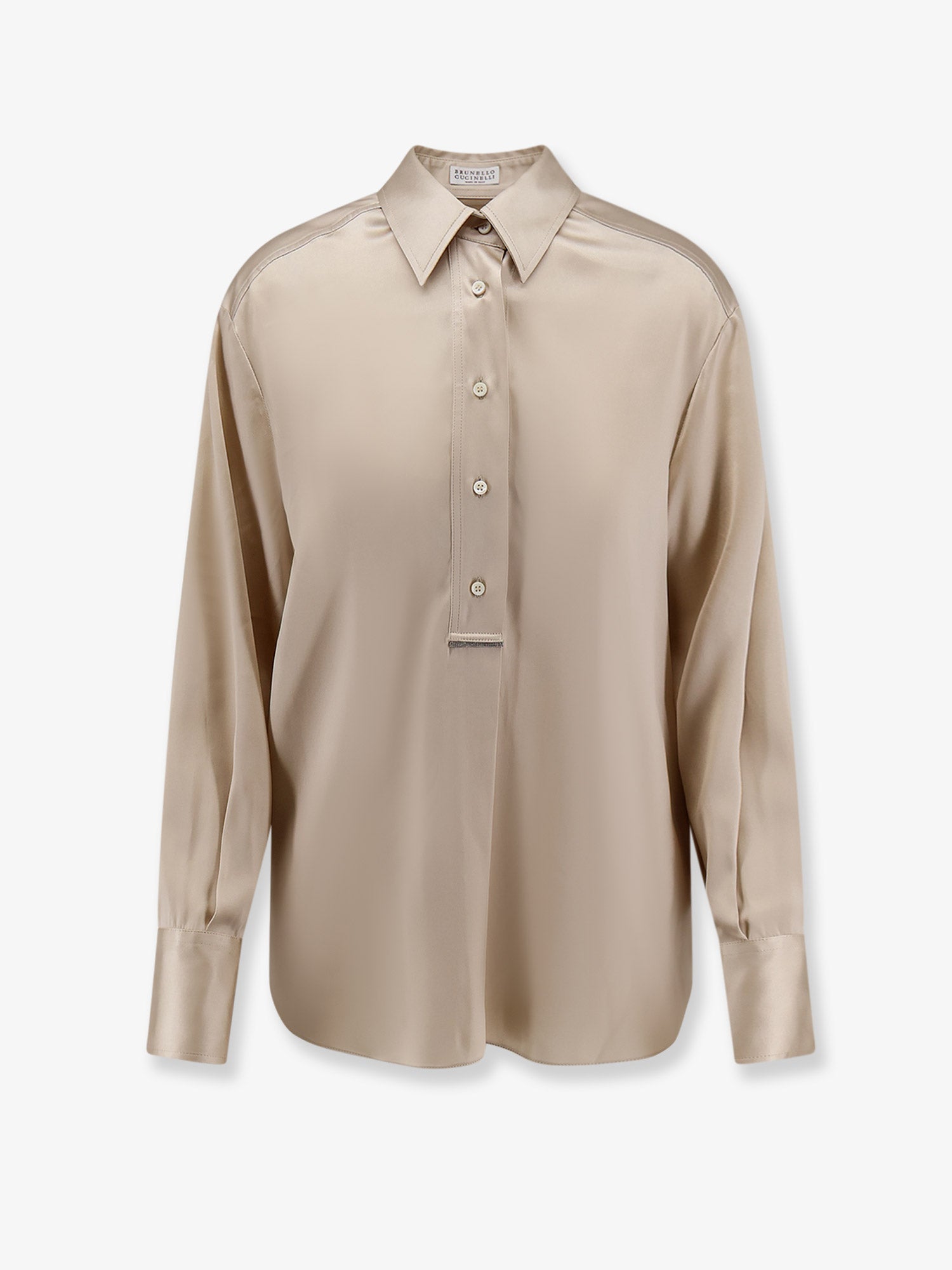 brunello cucinelli dress shirt Brunello Cucinelli Monili-chain Satin Women Shirt