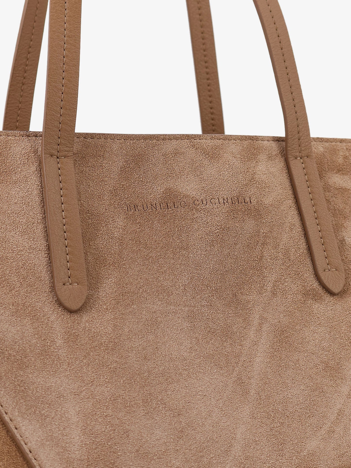 BC Duo suede shoulder bag with engraved logo