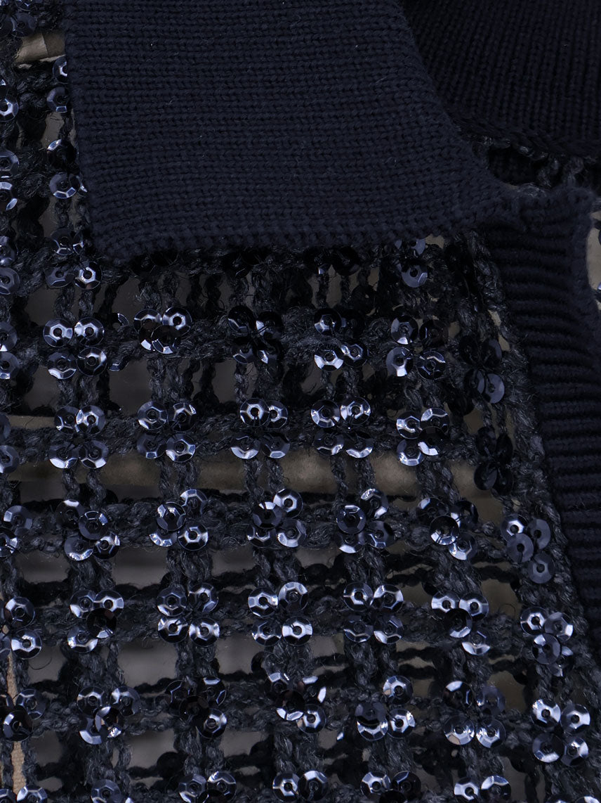 Maglia in seta e lino con paillettes