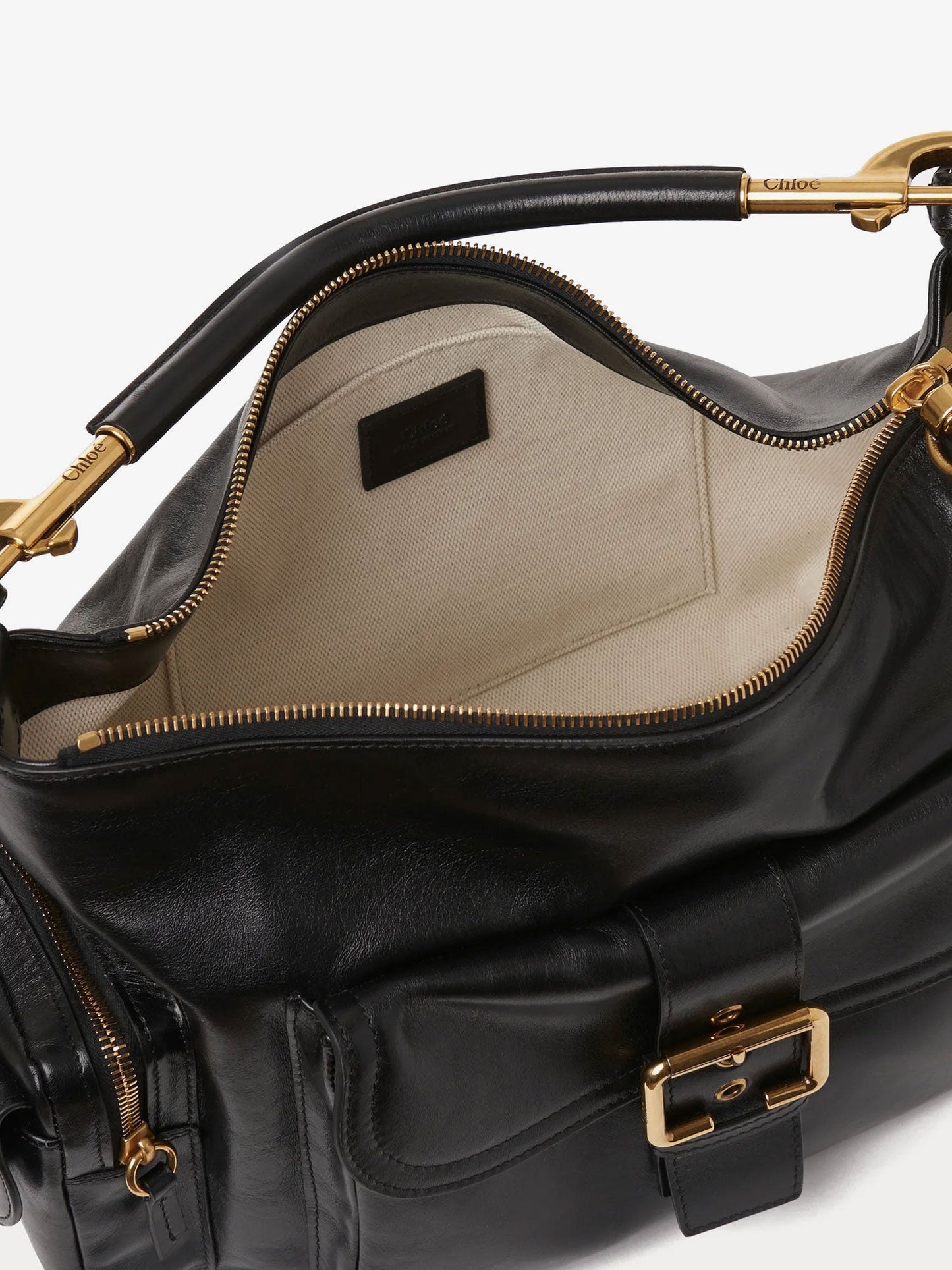 Carry shiny buffalo leather shoulder bag