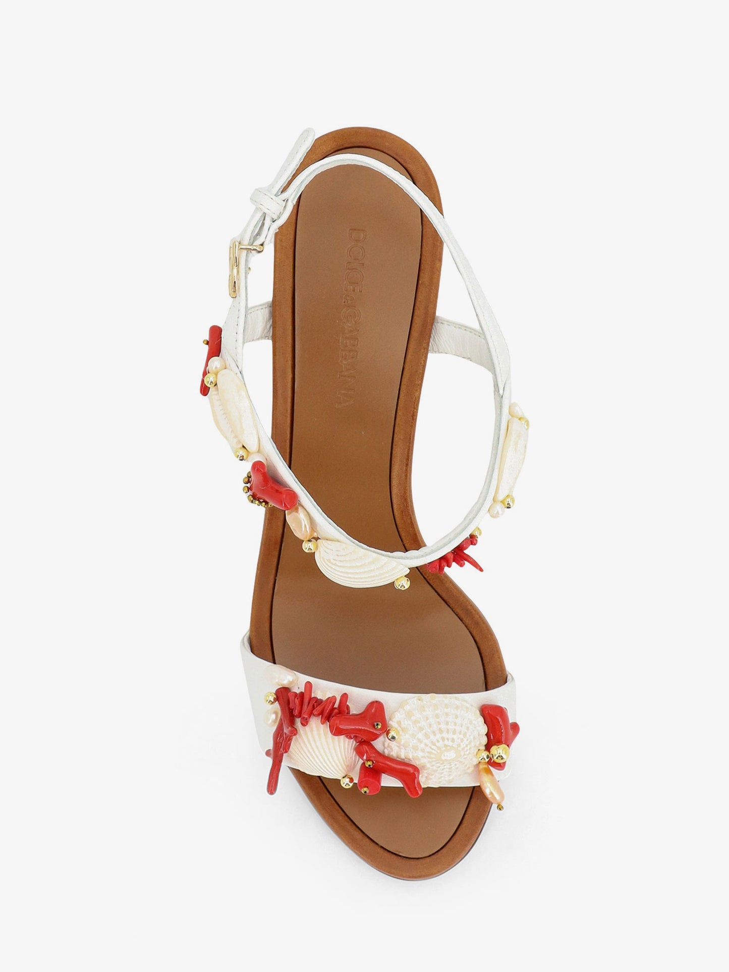 Leather sandals with sea coral details