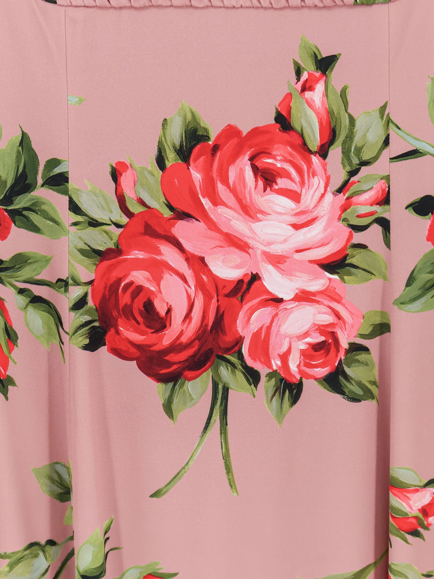 Long silk dress with Bouquet Rose print