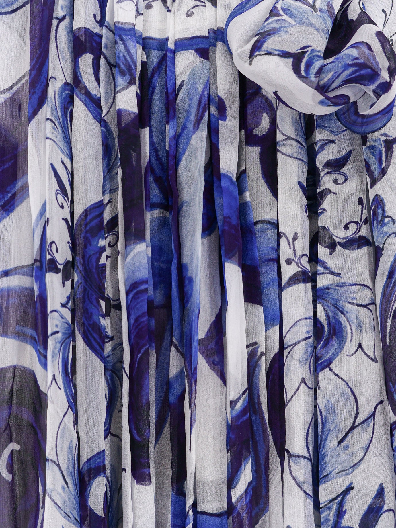 Silk long dress with Maiolica print
