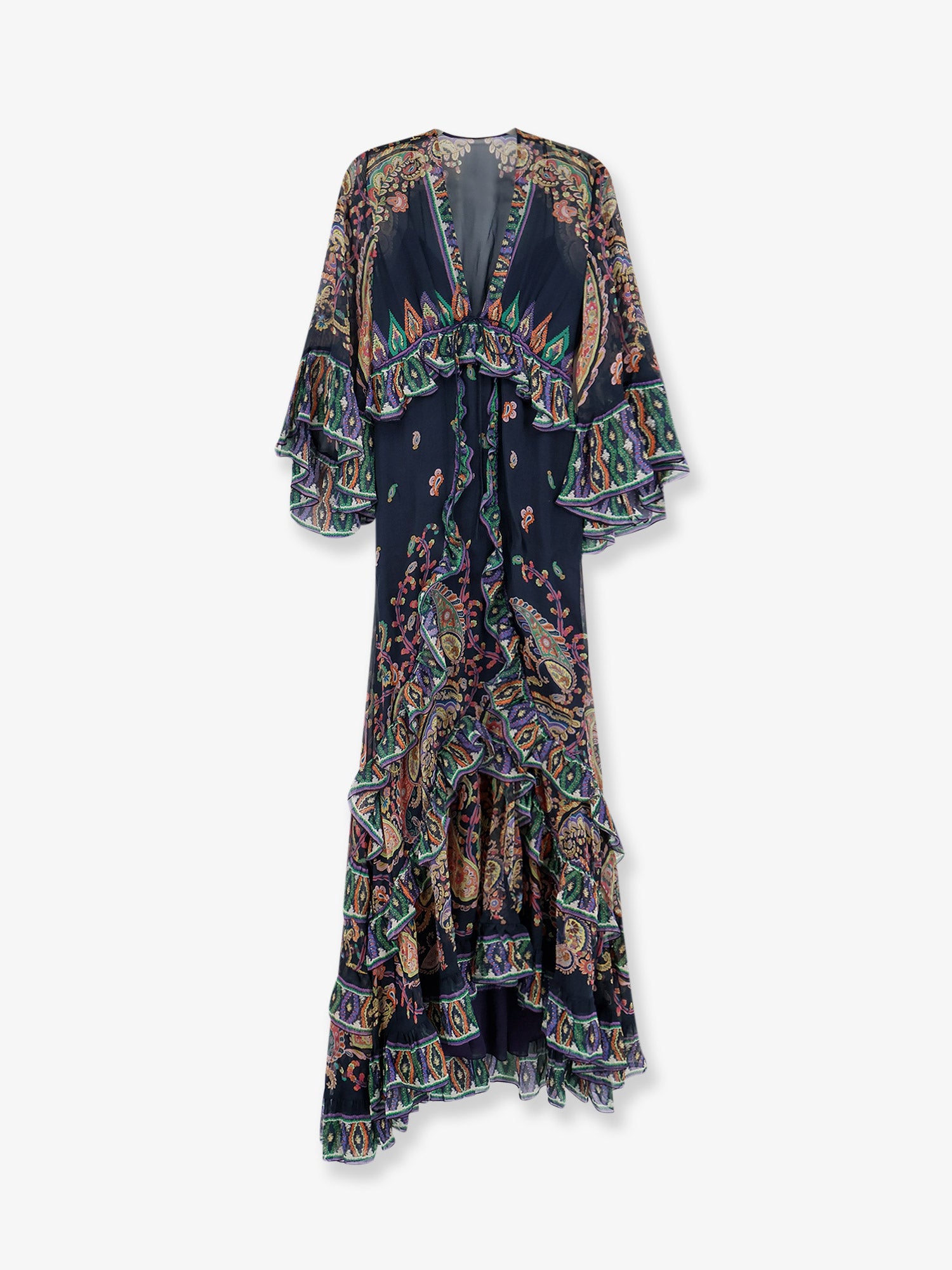 etro silk maxi dress Tiered tie-neck floral-print silk-crepon maxi dress - white