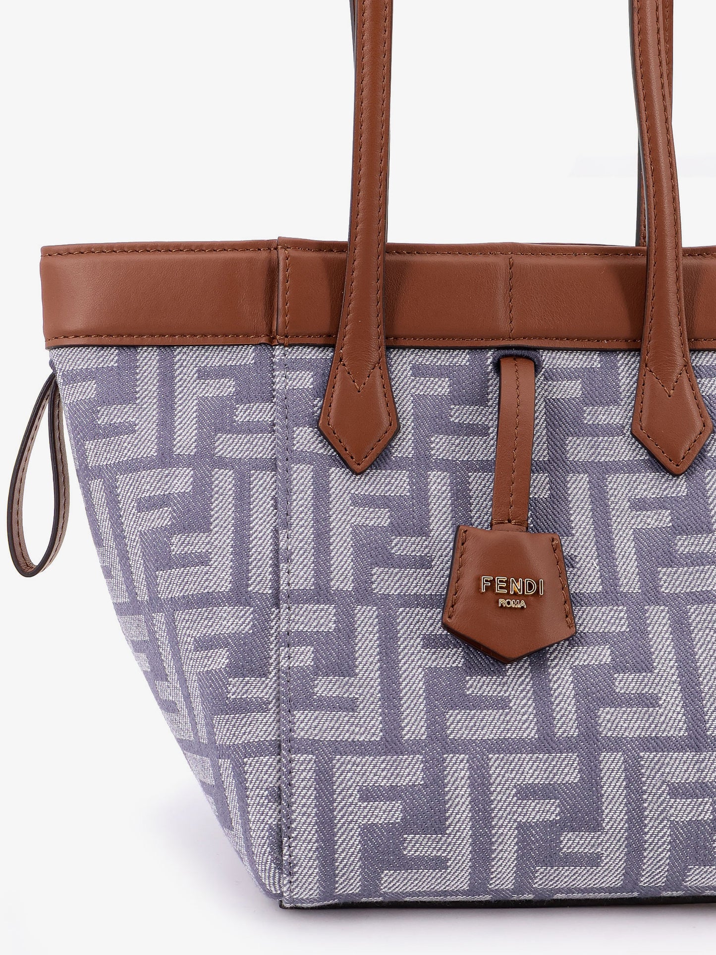 Origami mini FF Jacquard fabric and leather shoulder bag
