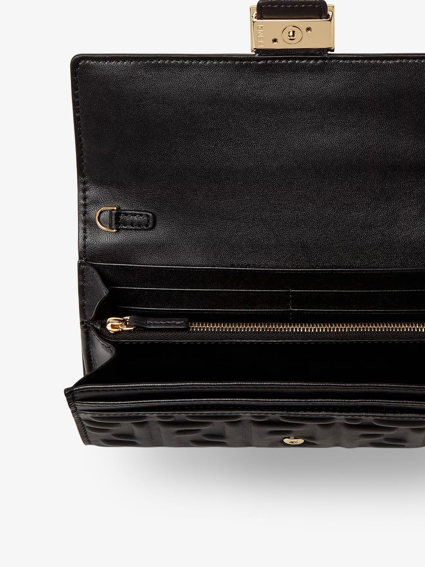 Leather Continental With Chain Baguette FF motif crossbody bag