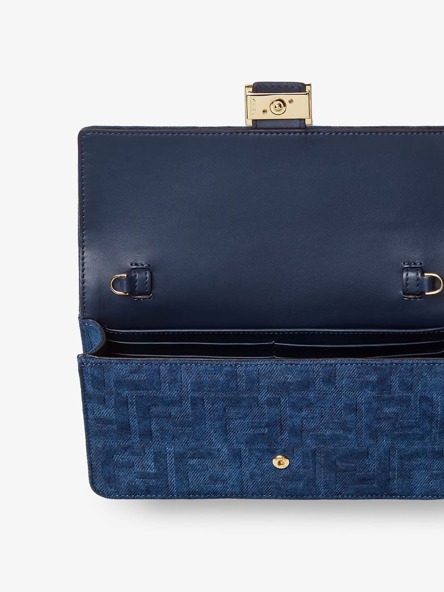 Wallet On Chain Baguette shoulder bag in denim-effect FF corduroy