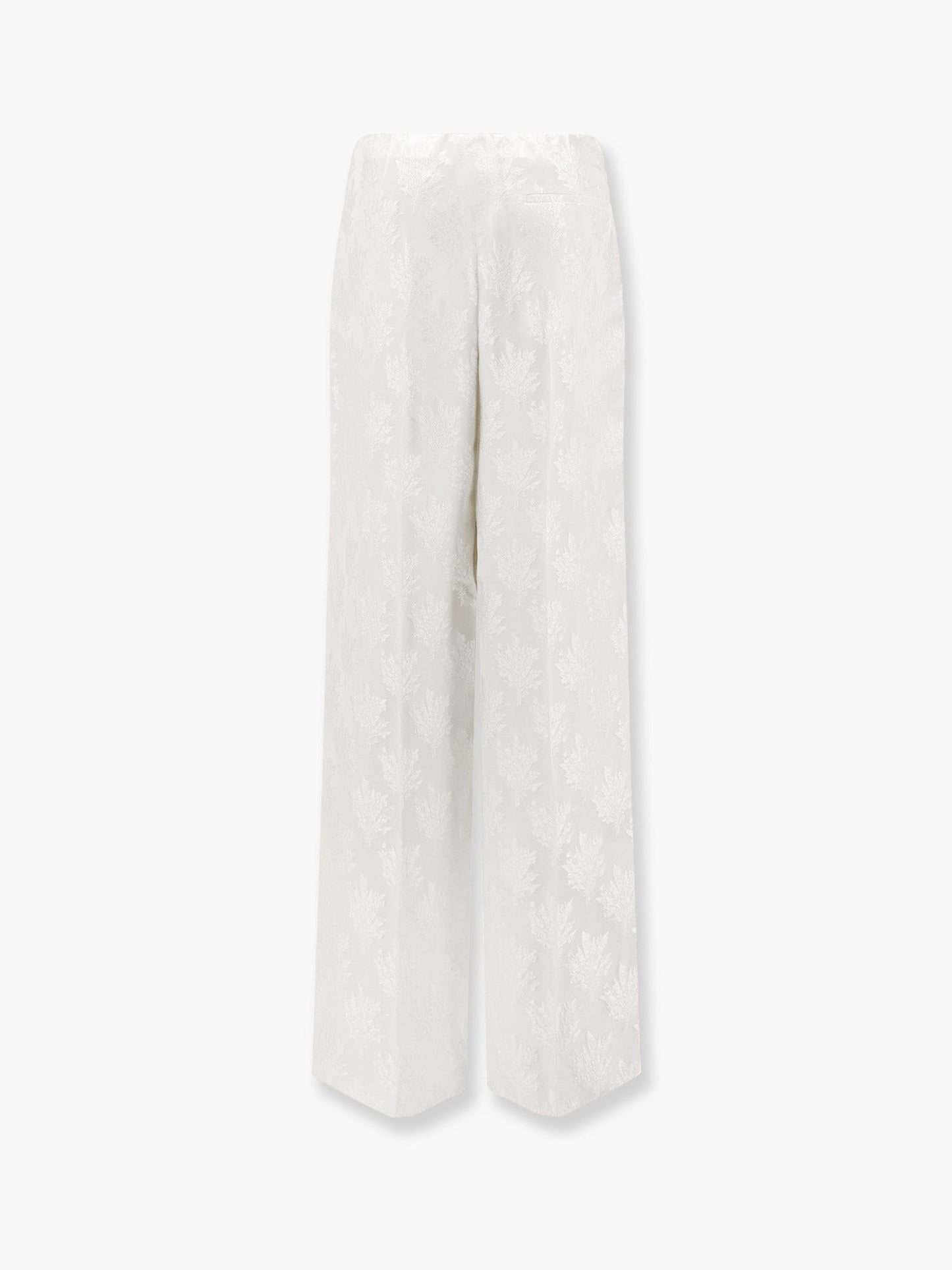 Jacquard silk trousers with floral motif