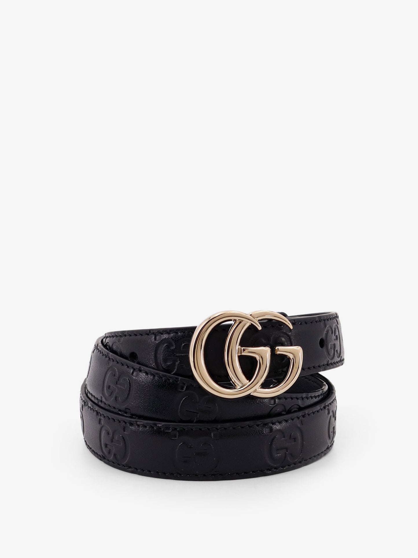 Leather belt with all-over GG logo