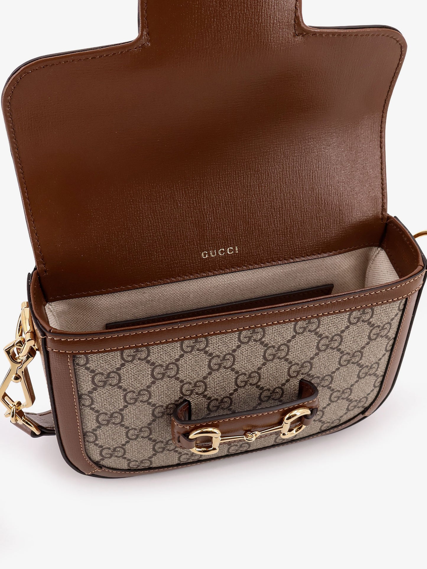 Coated canvas Gucci Horsebit 1955 crossbody bag with GG Supreme motif