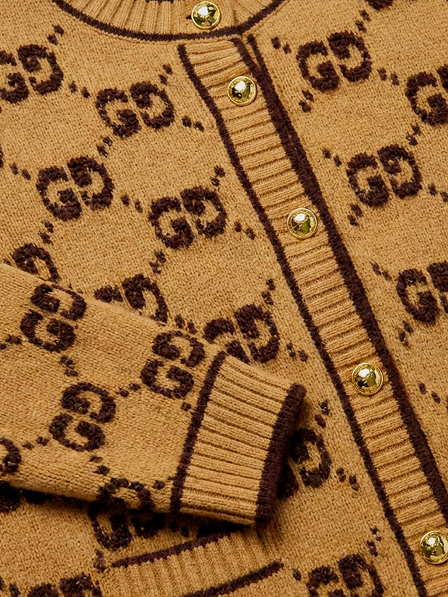 Wool cardigan with GG inlay