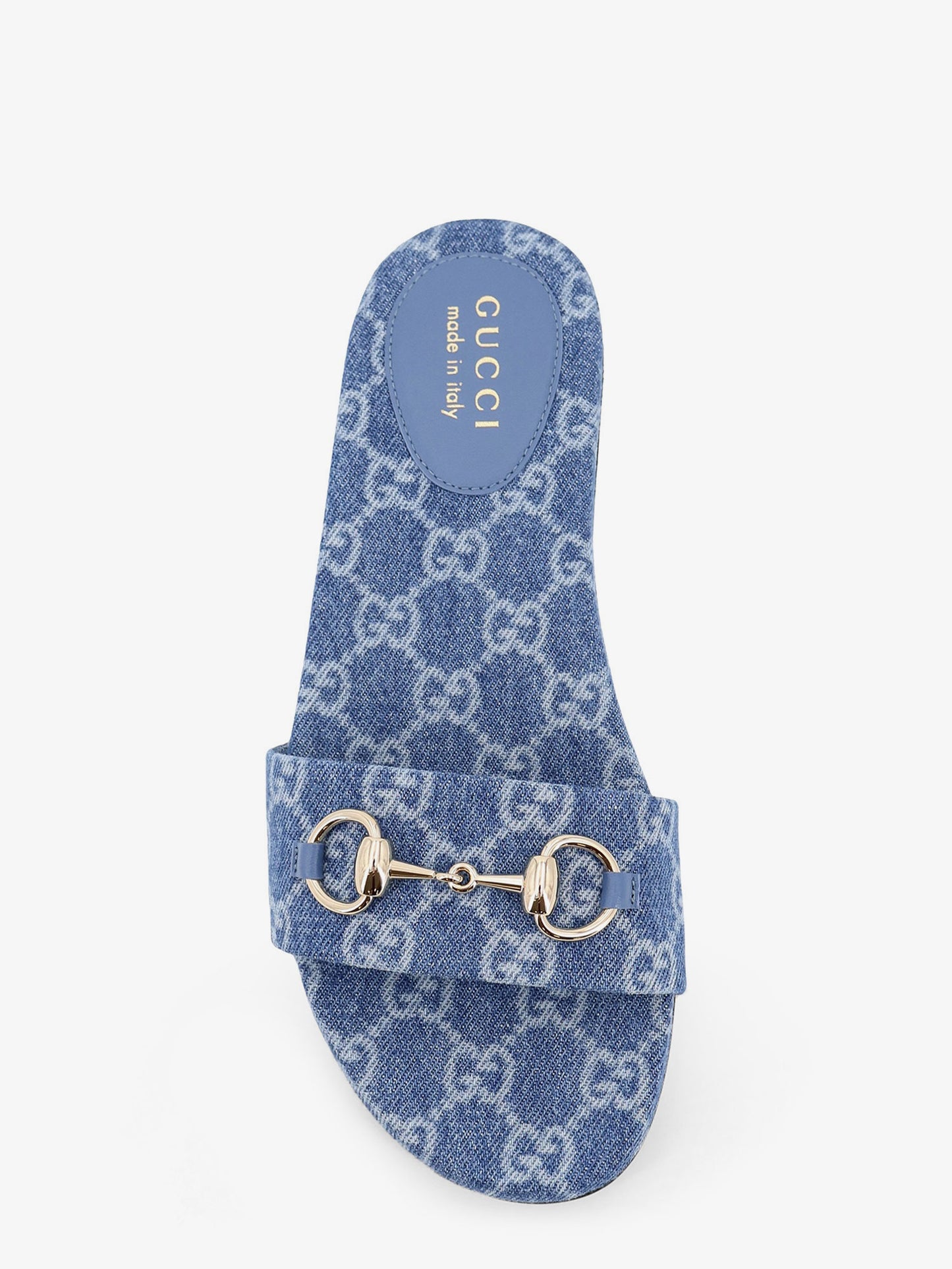 GG denim sandals with metal Horsebit
