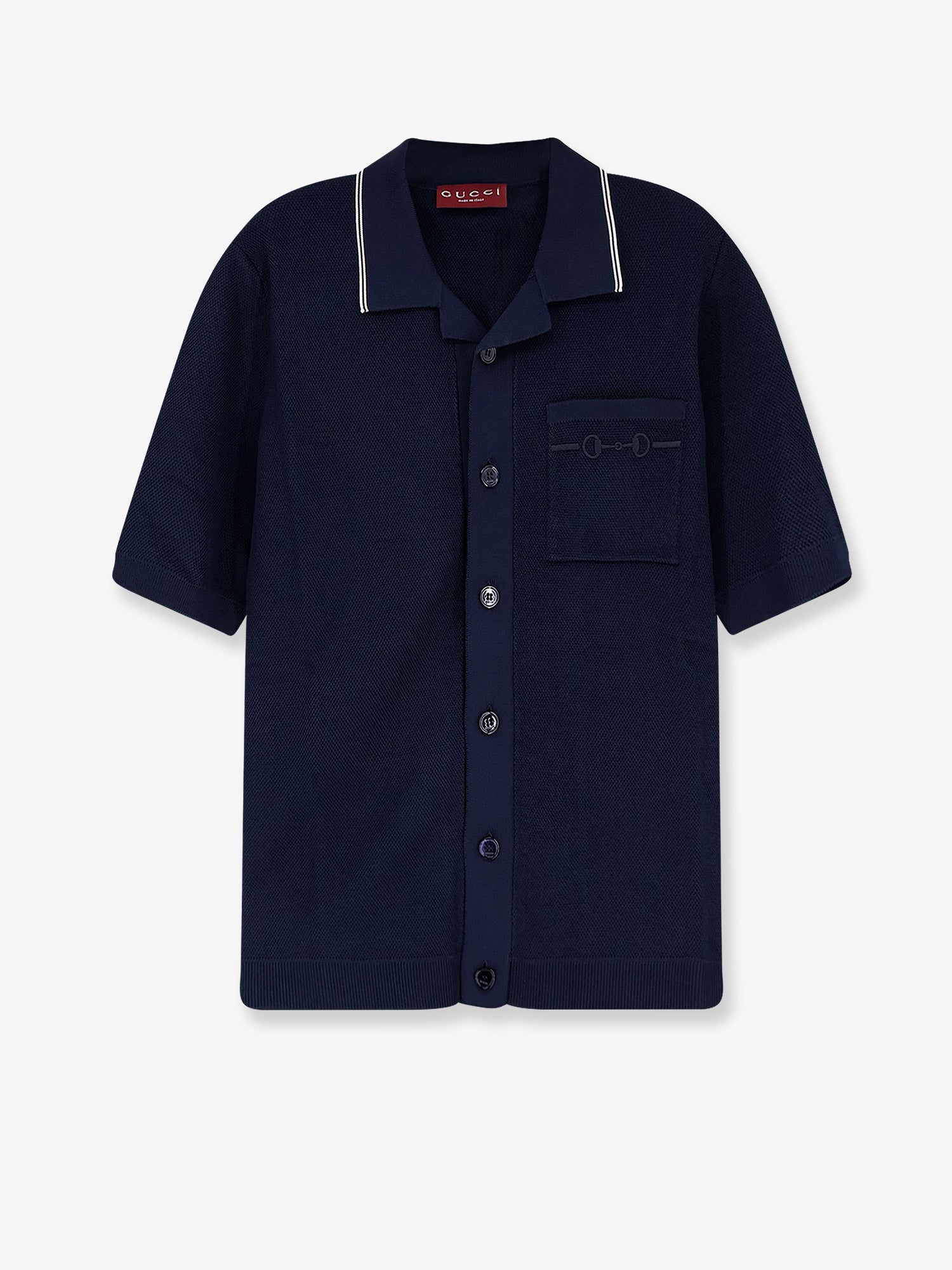 Viscose blend polo shirt with front Horsebit embroidery GUCCI