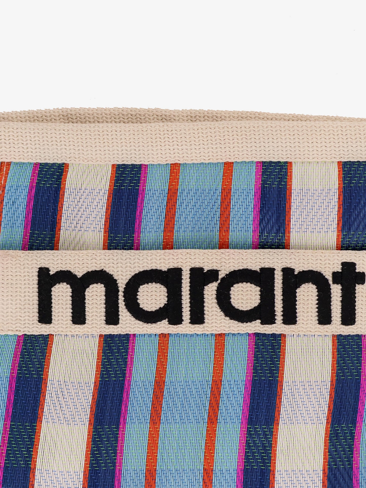 Powden nylon clutch with striped pattern