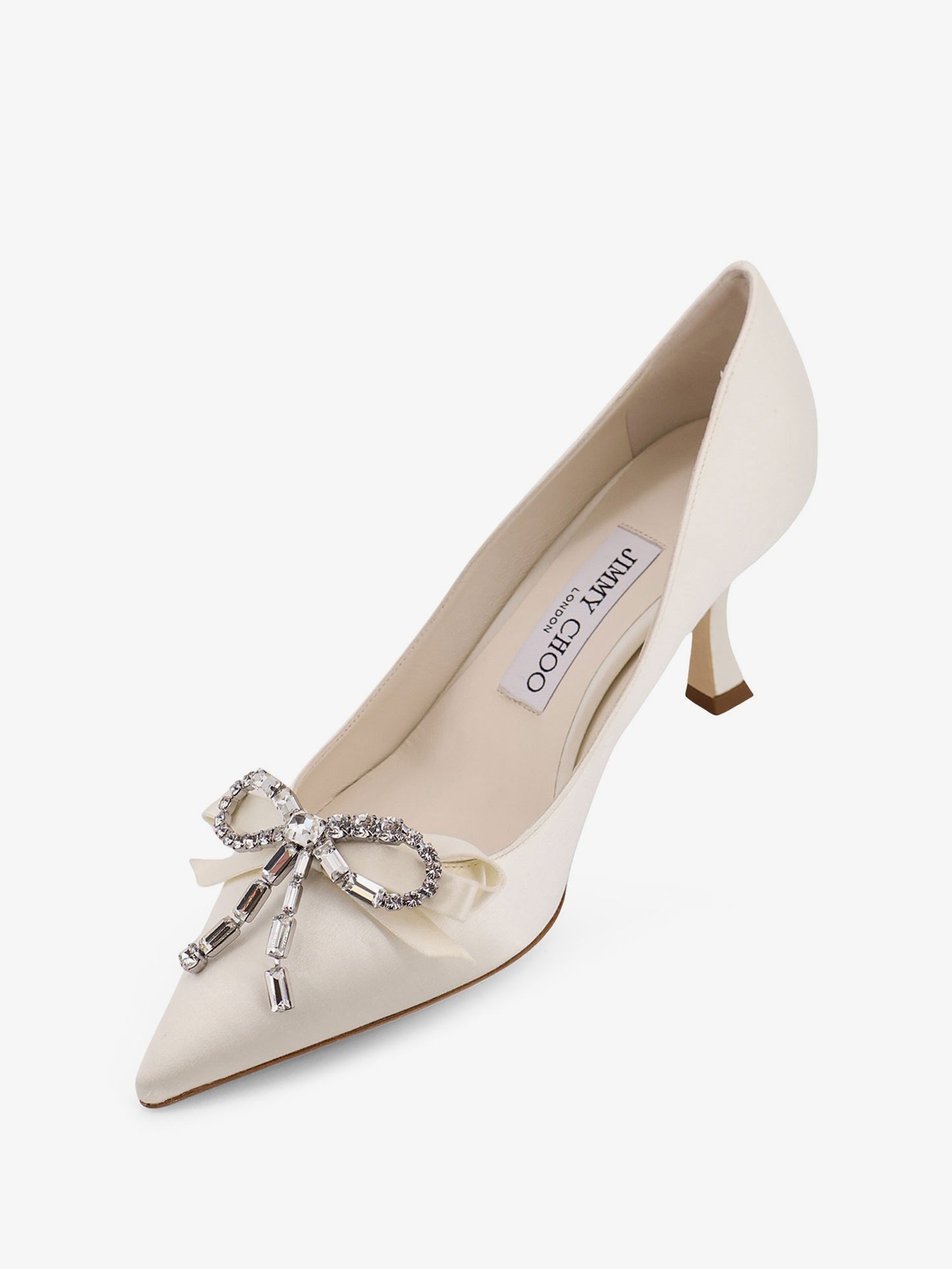 Auria satin pumps with crystal bow detail