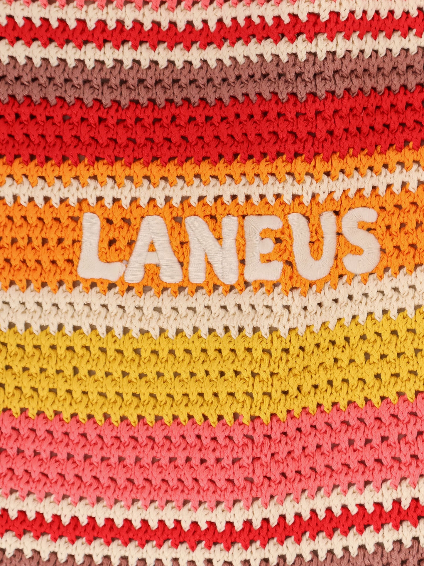 Crochet shoulder bag with embroidered front logo