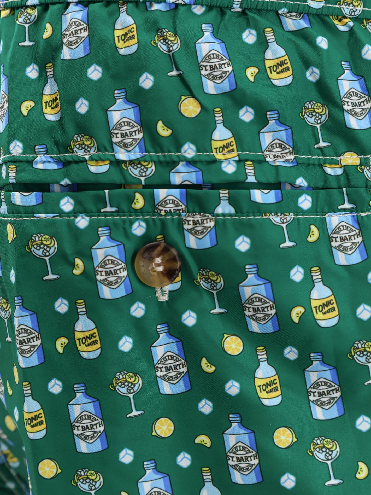 Nylon swim trunks with all-over Tonic Water print