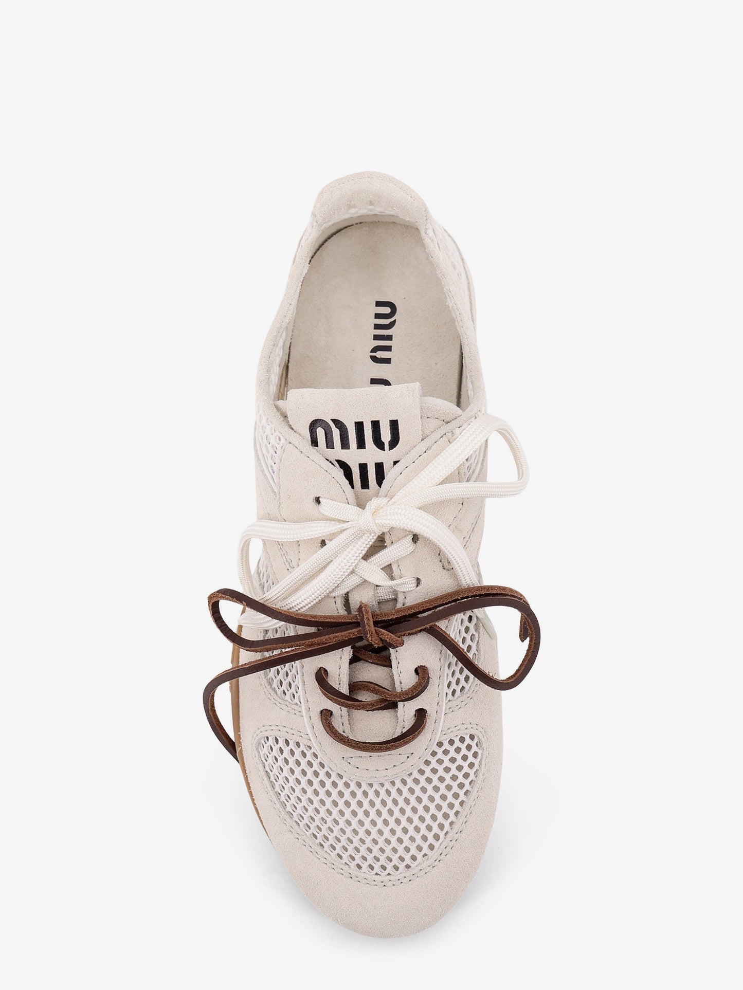 Mesh sneakers with suede inserts
