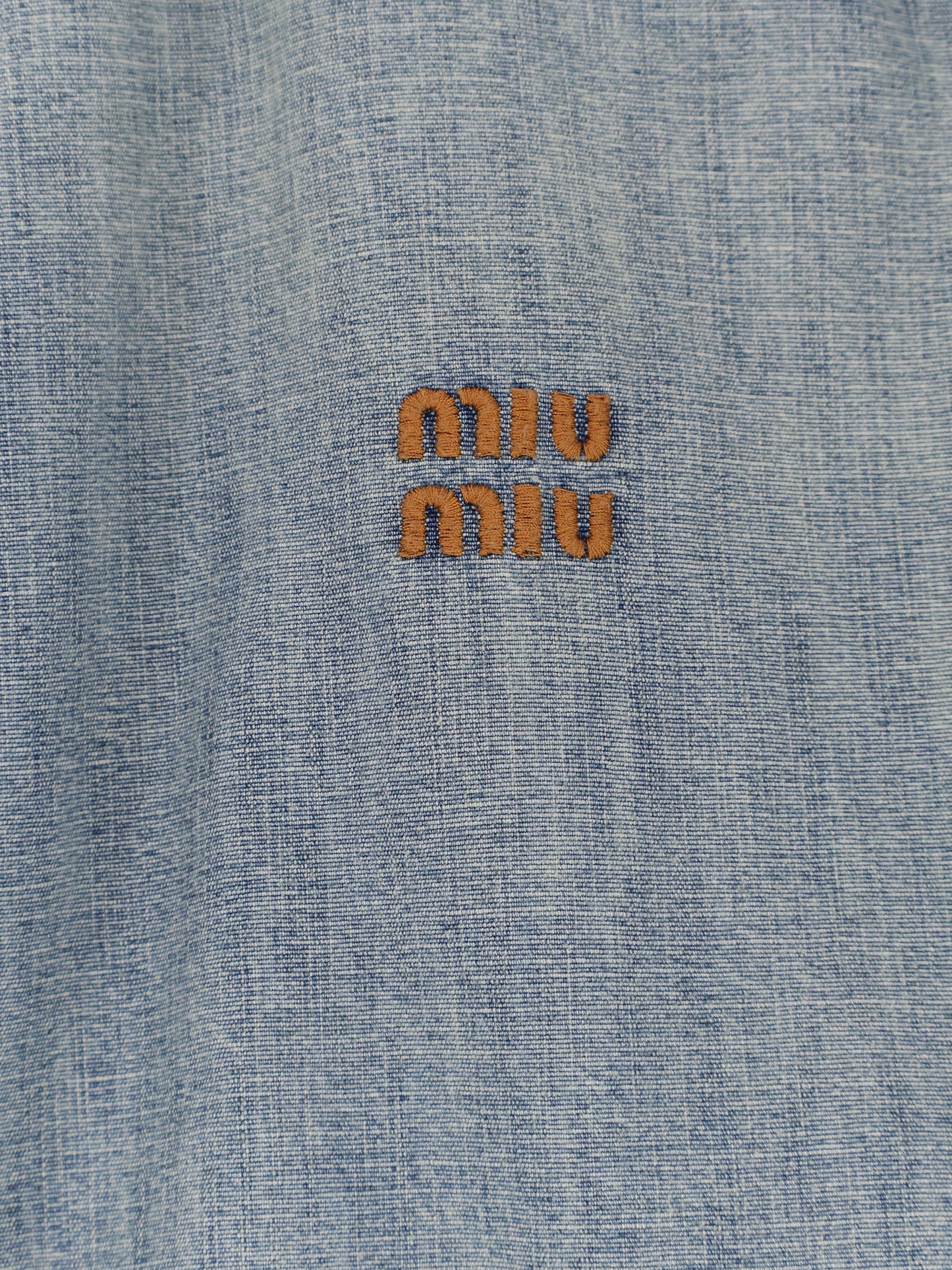Denim Jacket with Miu Miu embroidery