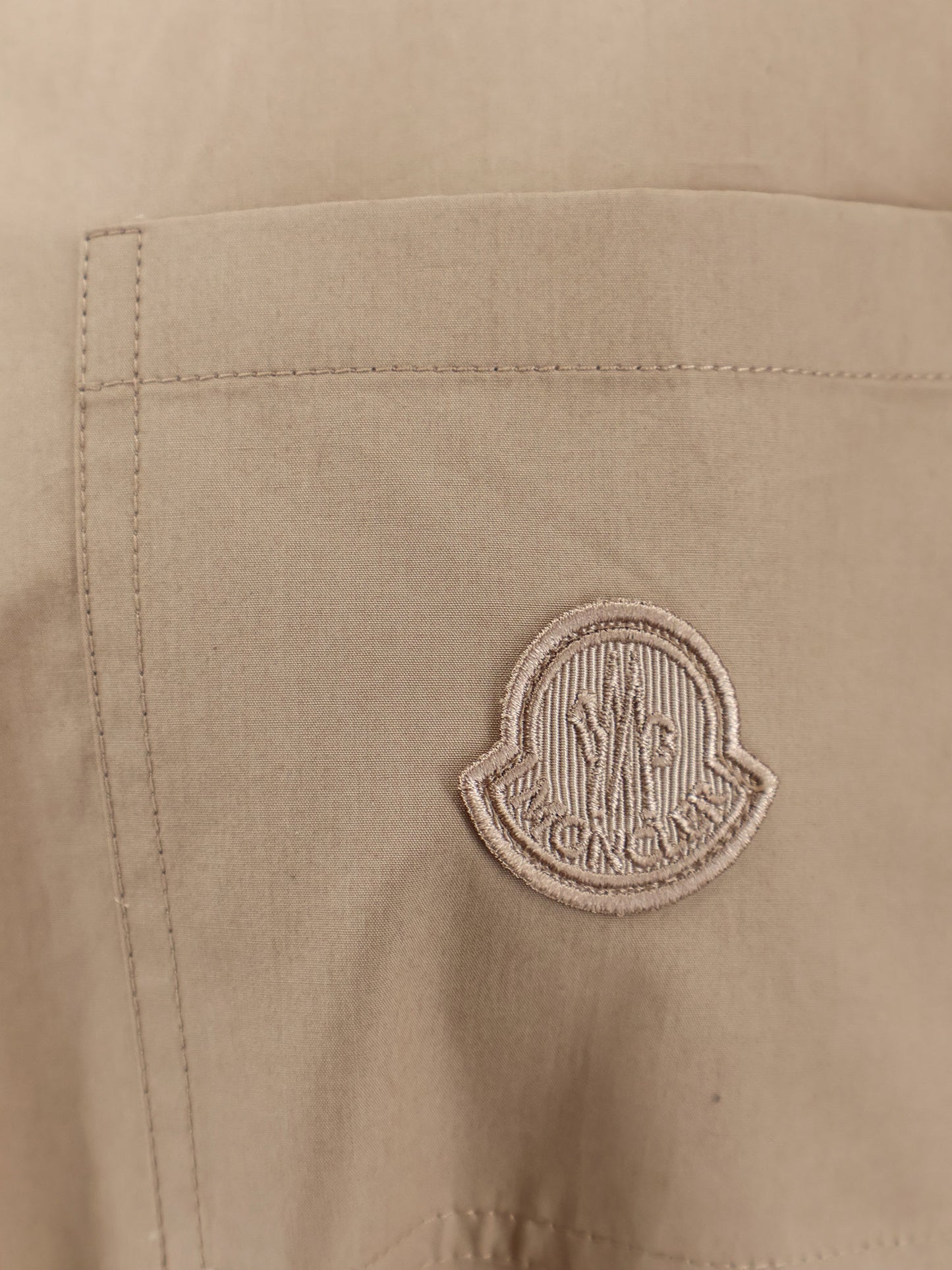 Cotton shirt jacket with front embroidered logo