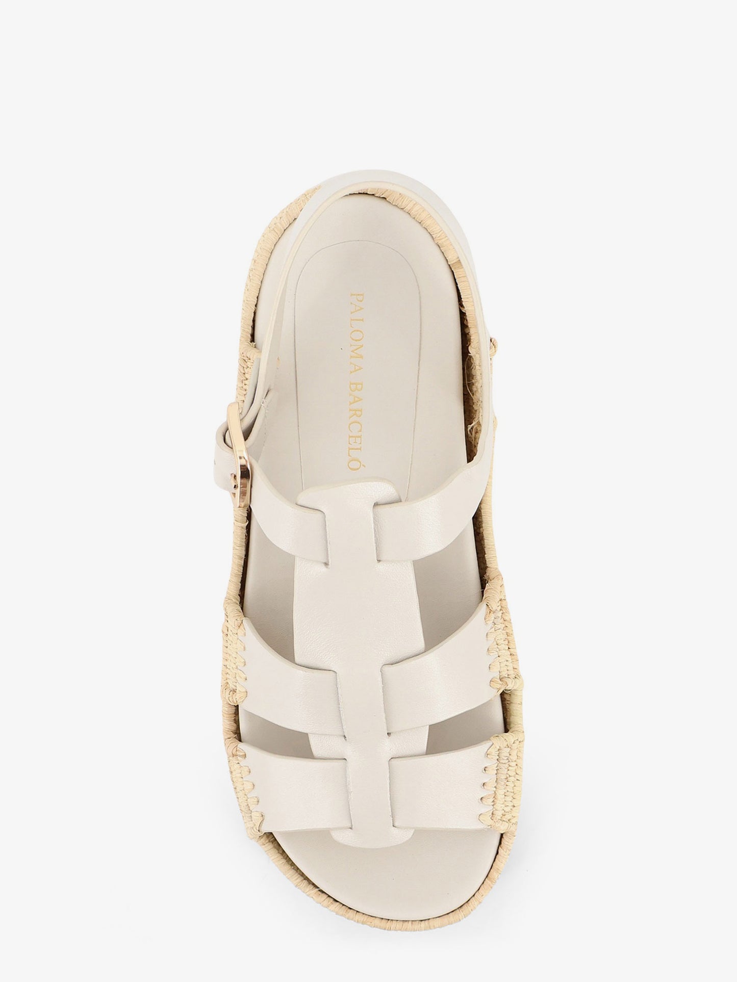 Yuka leather sandals with woven raffia sole