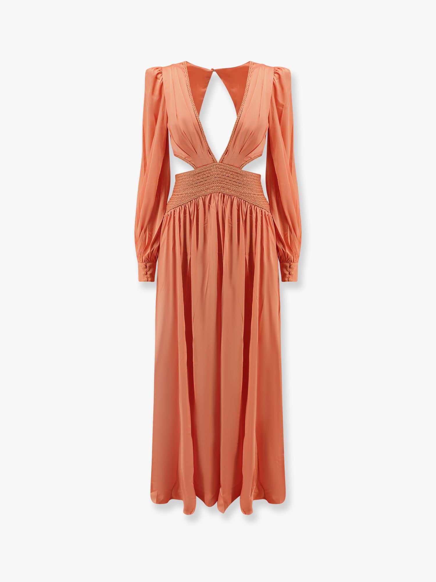 Satin sunset midi dress with braided corset