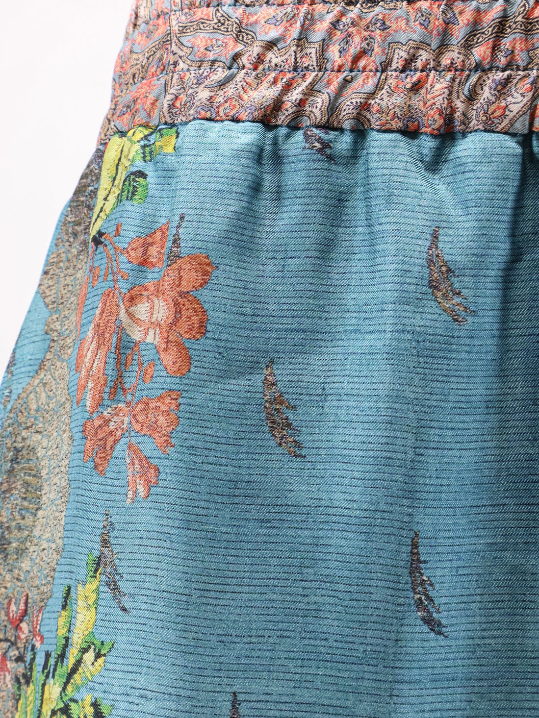 Silk trousers with multicolor print
