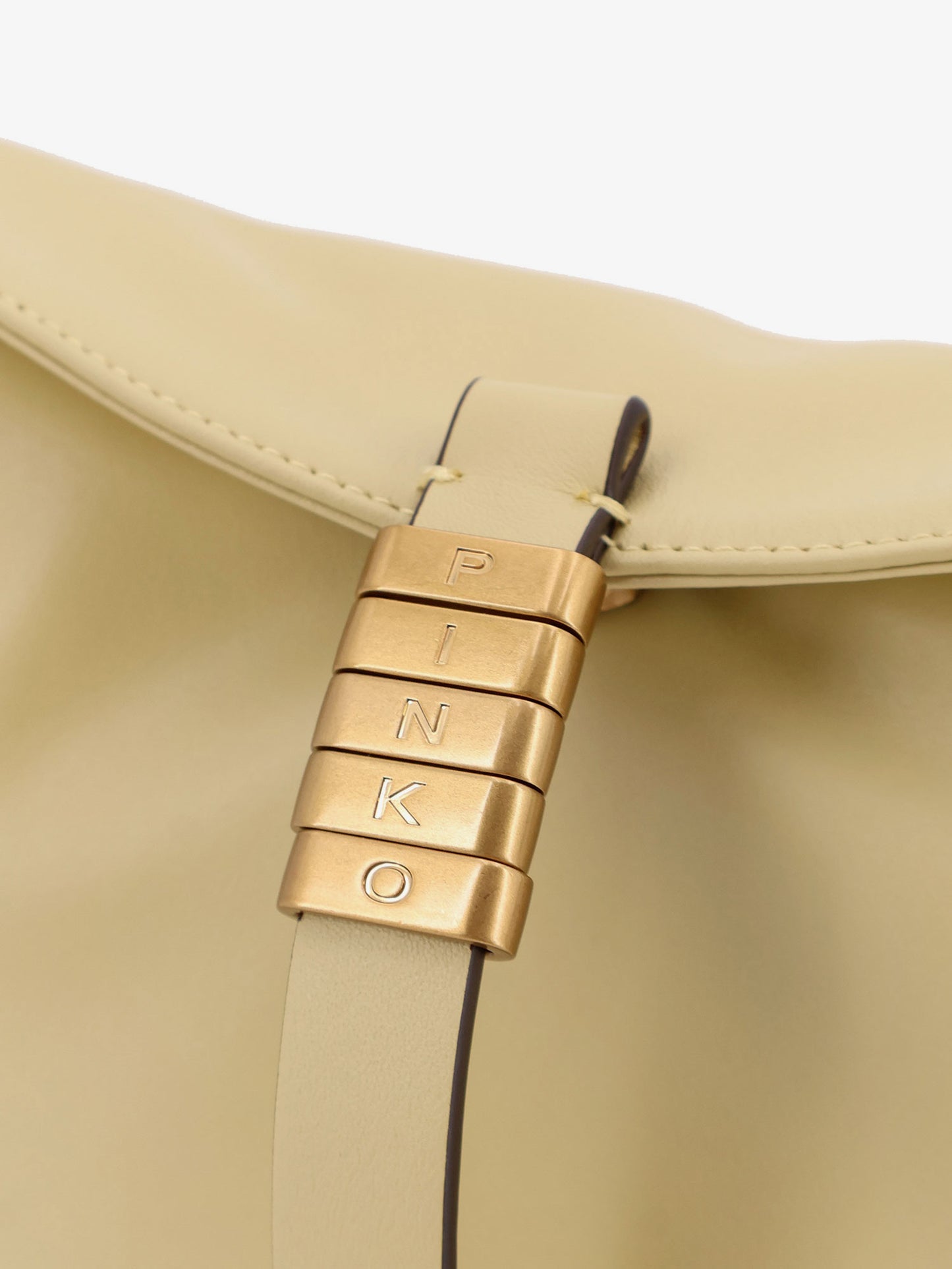 Leather shoulder bag with logo metal detail