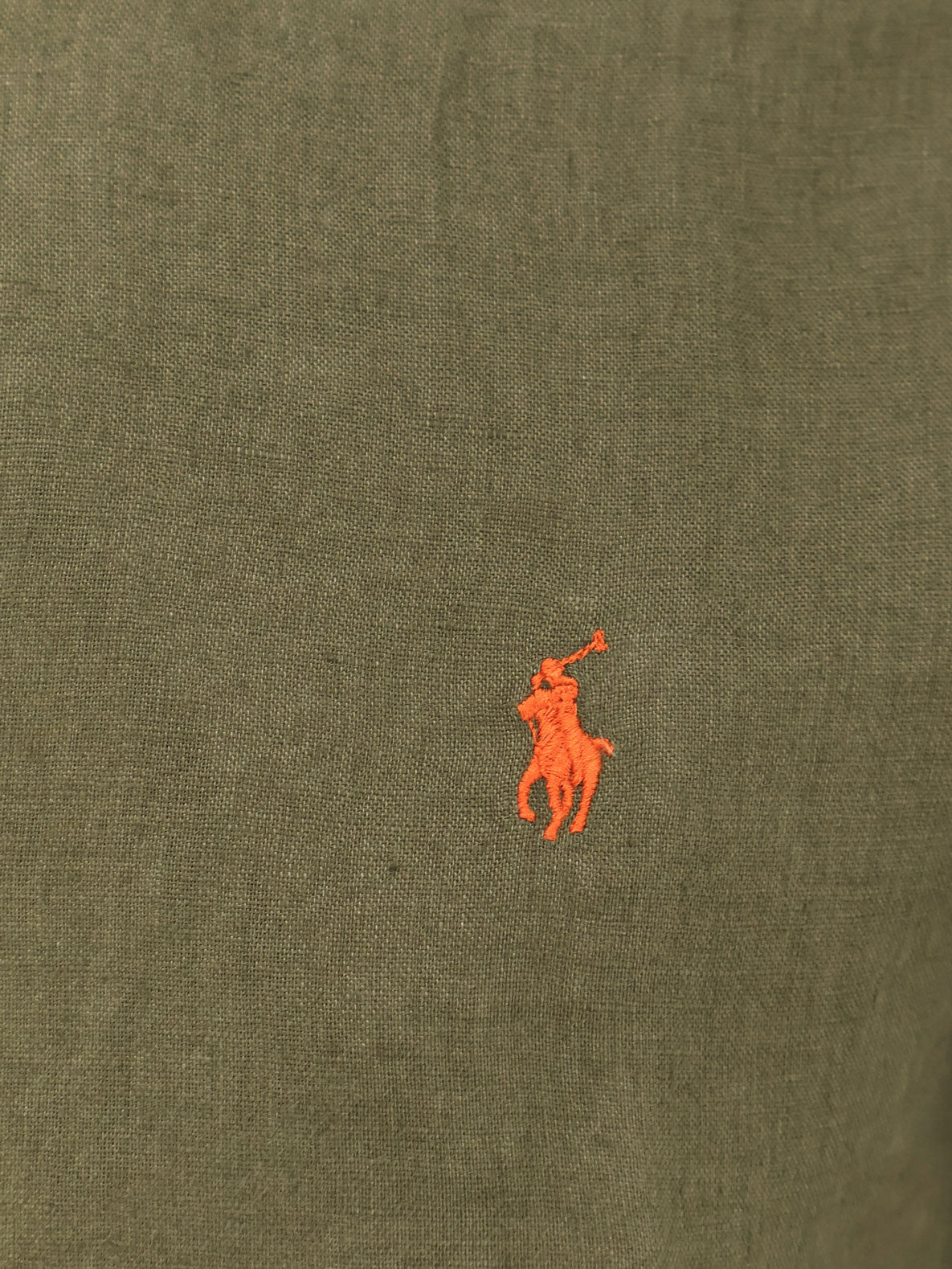 Linen shirt with embroidered logo on the front