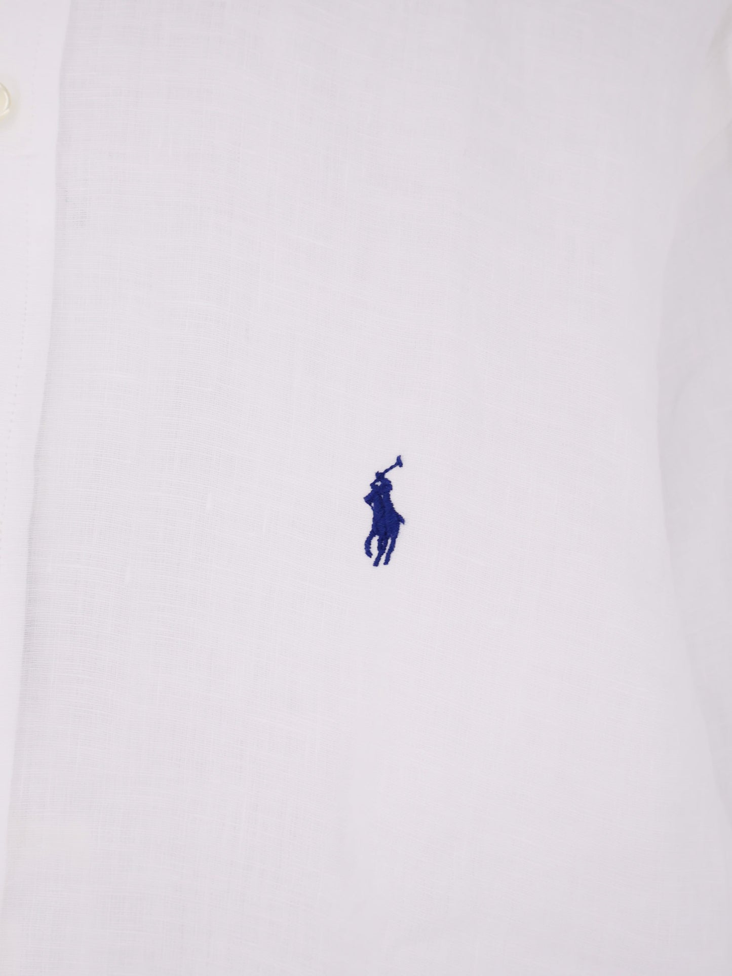Linen shirt with embroidered logo on the front