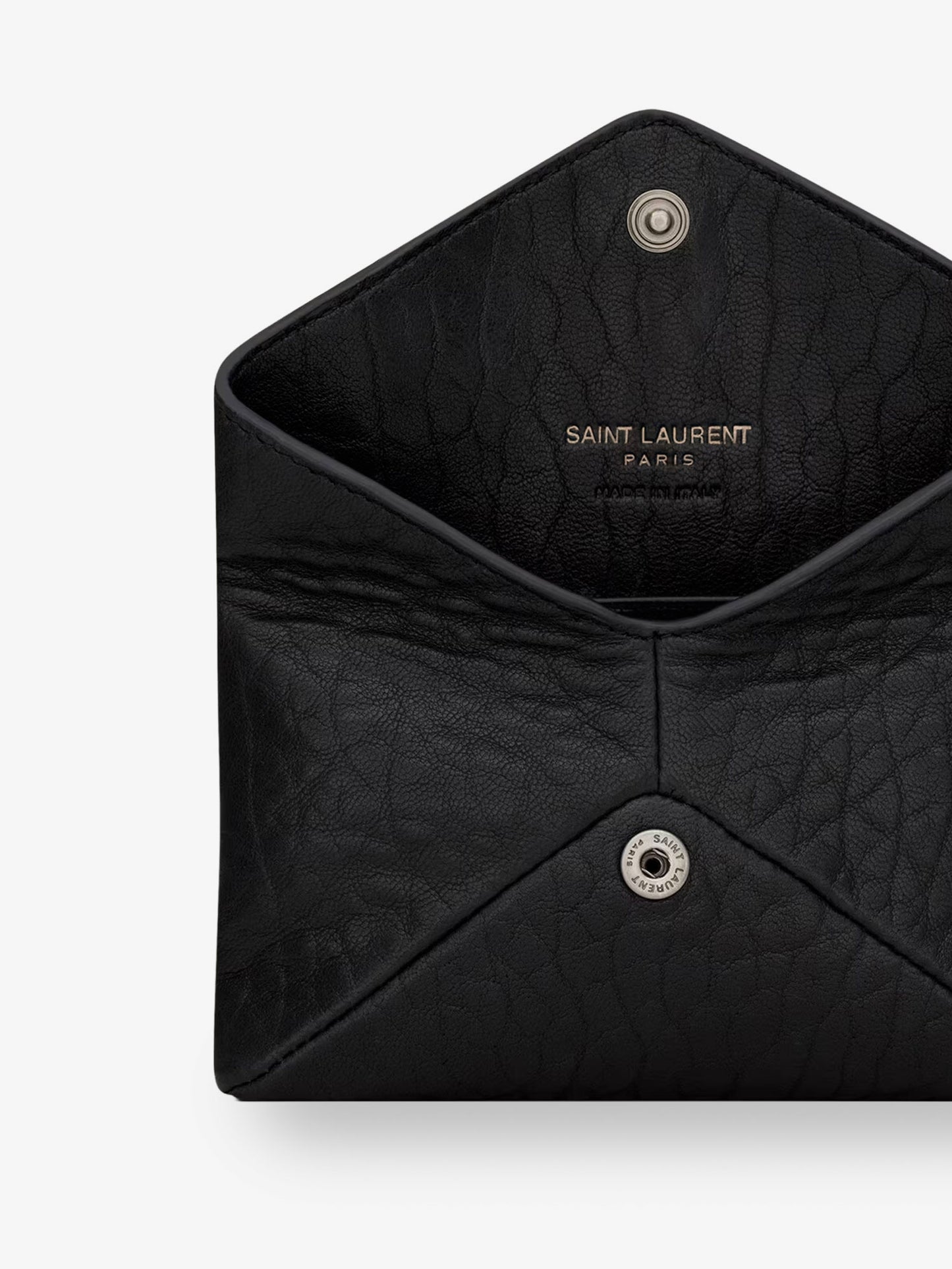 Leather Envelope card holder with Metal Cassandre logo