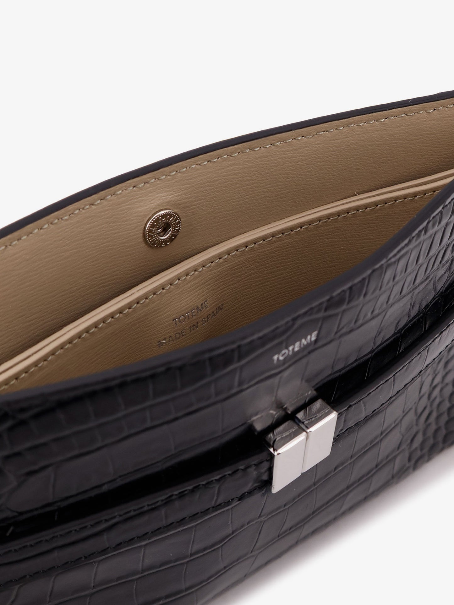 Croco print leather crossbody bag