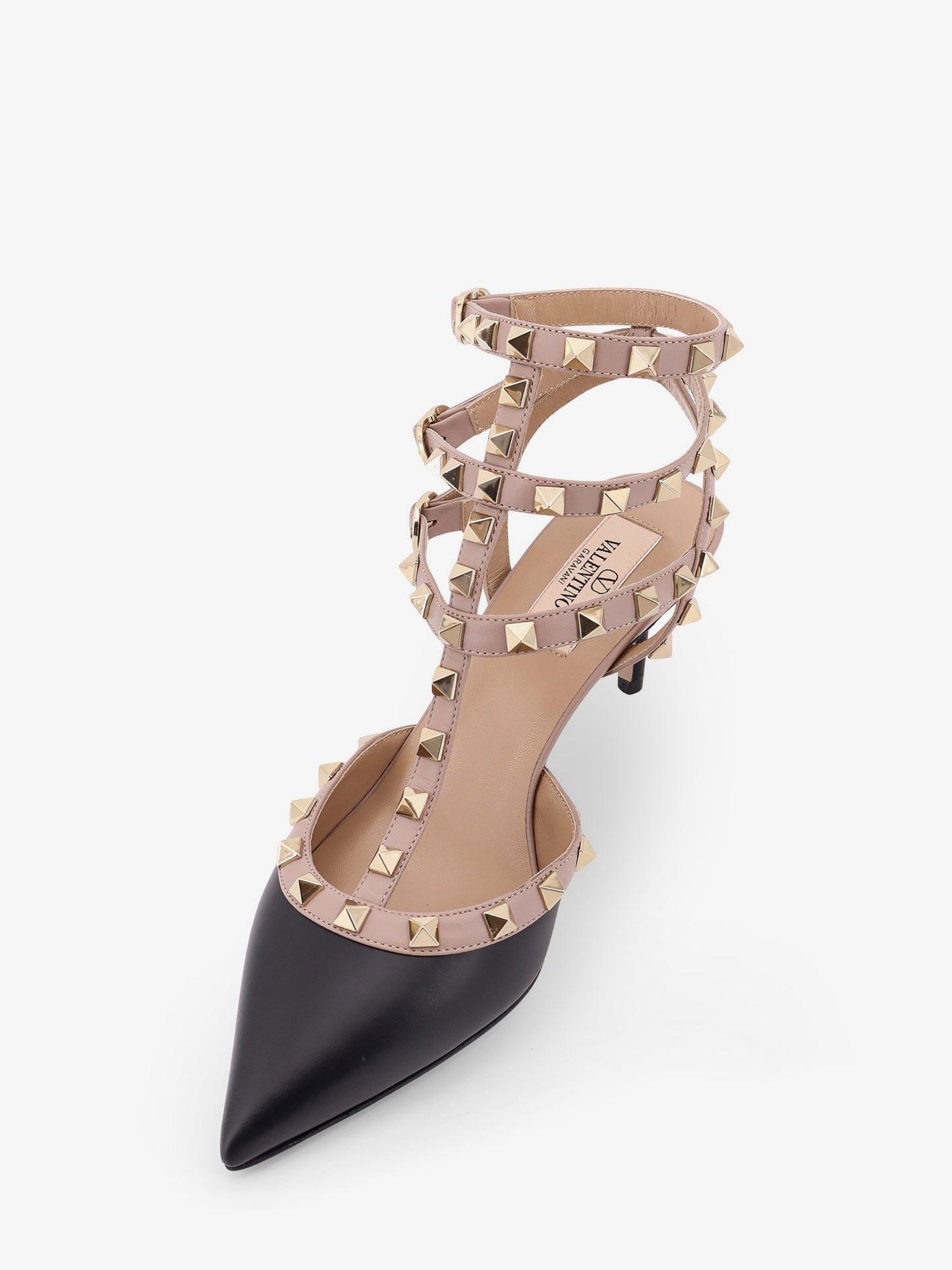 Rockstud leather decolleté slingback