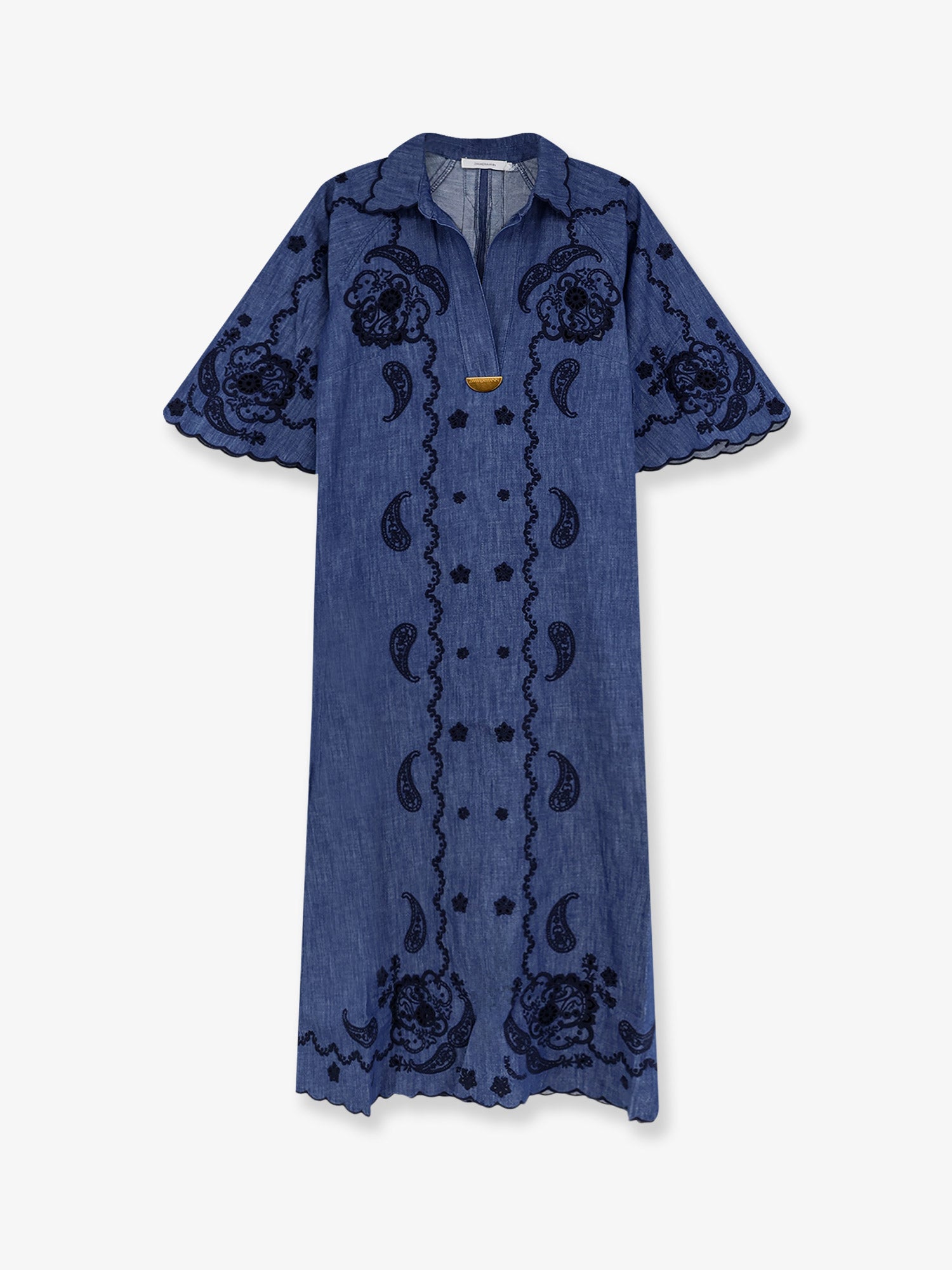zimmermann blue long dress Zimmermann, Coco embroidered denim maxi dress, Women, Blue, US 2P, Dresses, Cotton