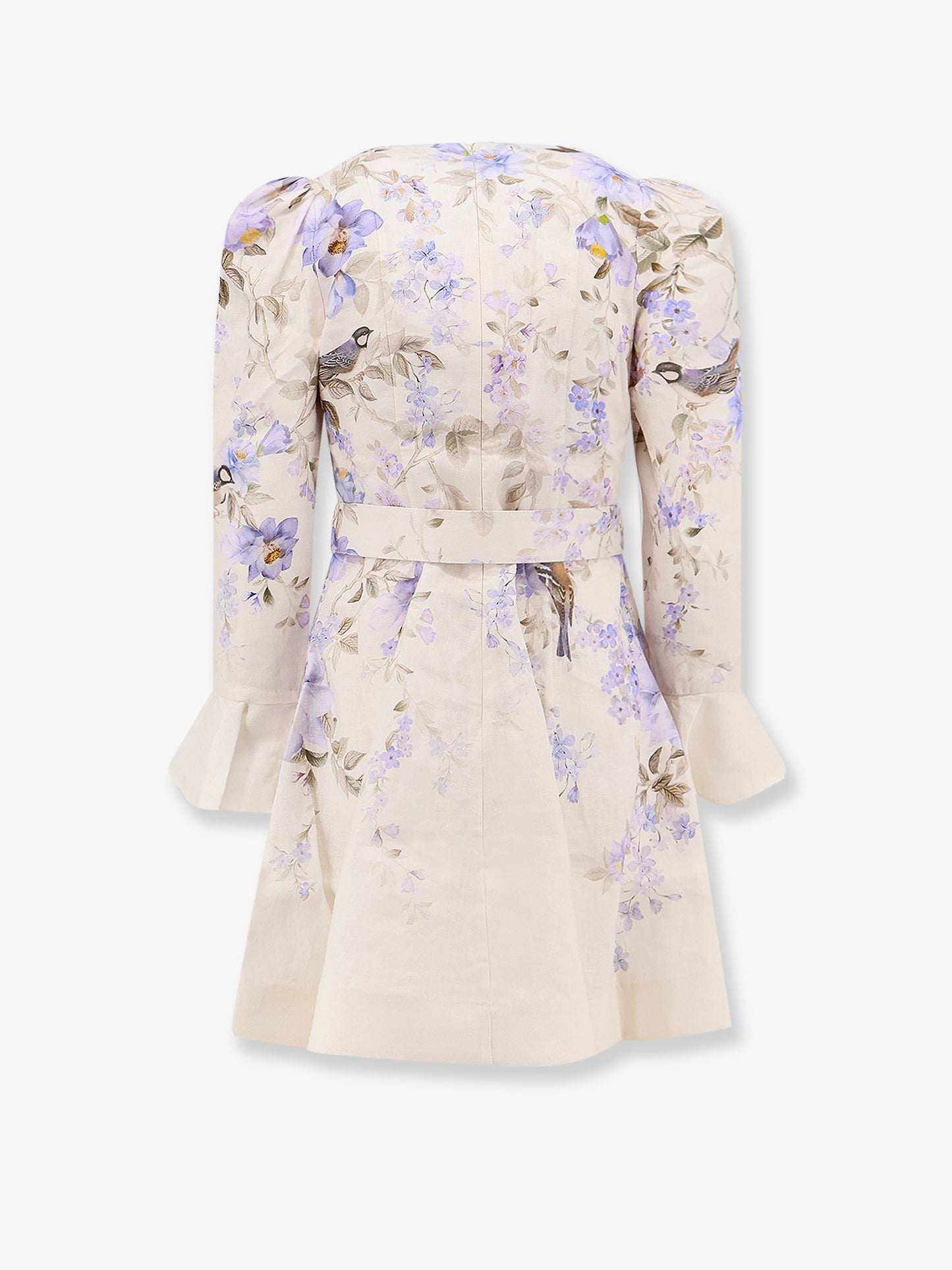 Luna Short linen dress with Songbird Print