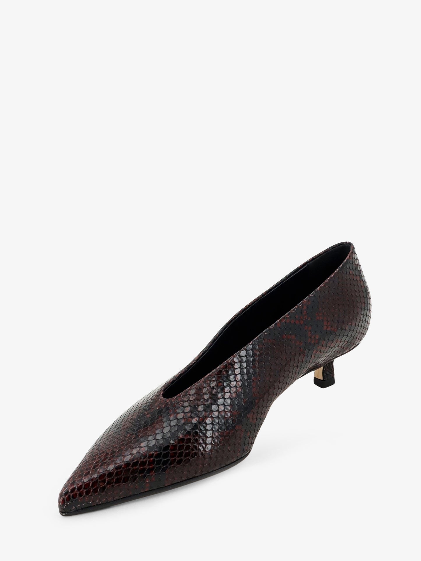 Clara leather décollete with python motif