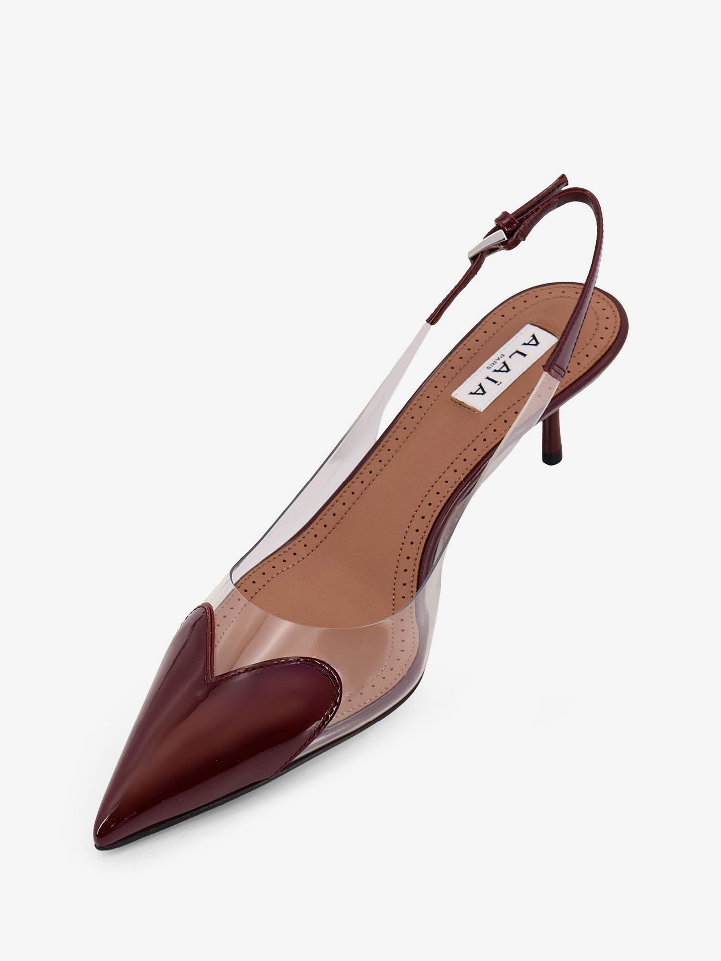 Le Coeur PVC and leather slingback décolleté
