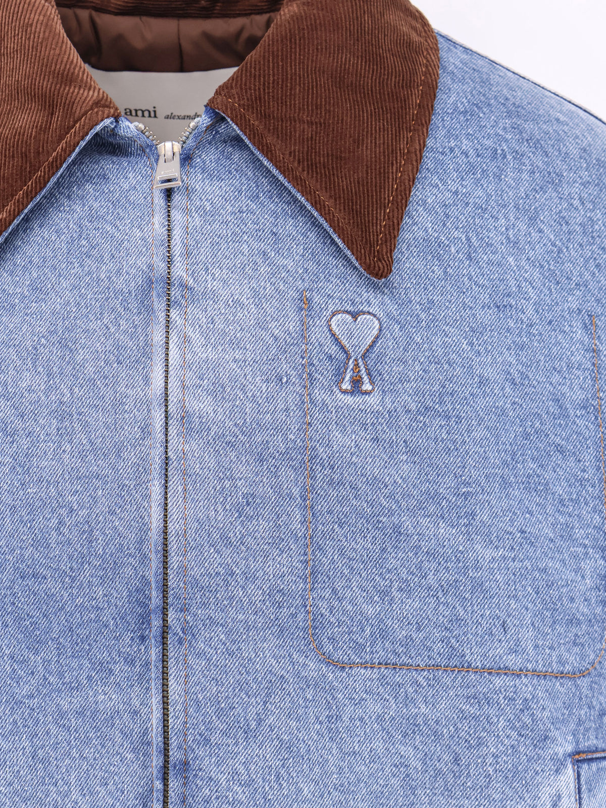 Ami de Coeur padded denim jacket with zip