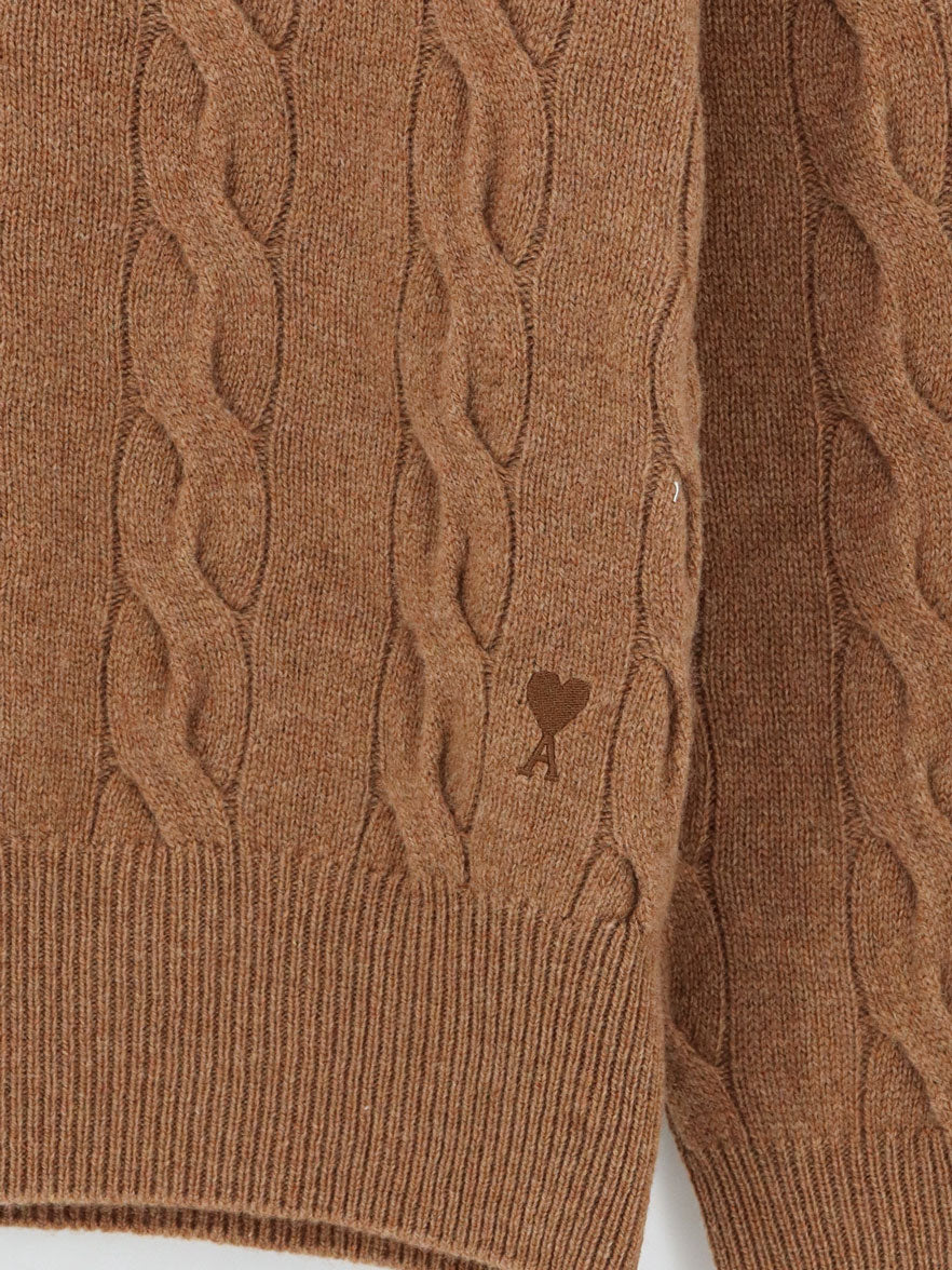 Braided knit wool sweater