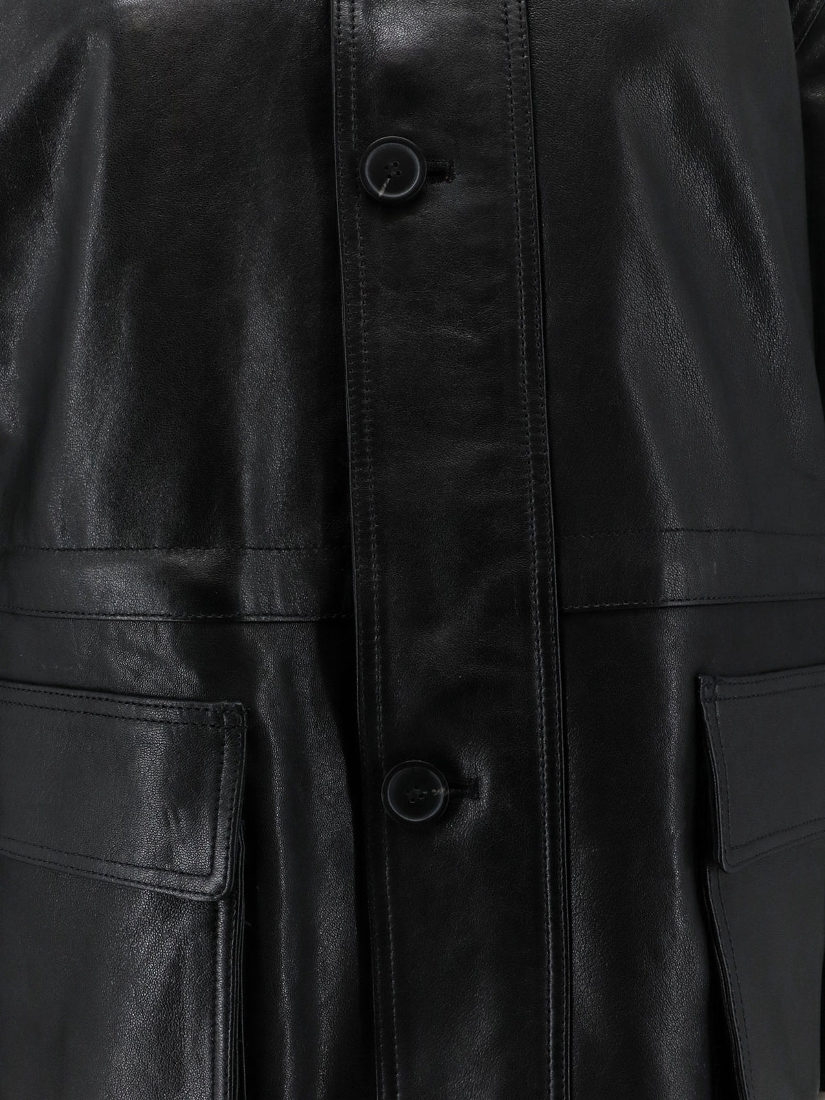 Maeve leather jacket with front button fastening
