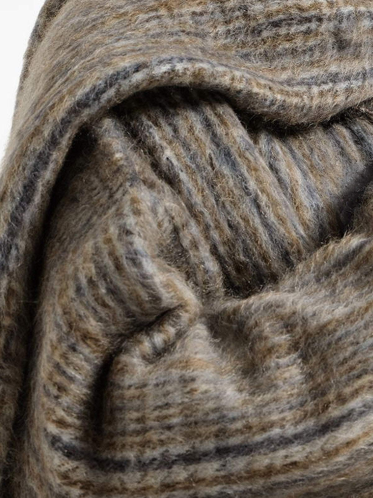 Mohair, polyamide and wool blend cardigan with an integrated scarf